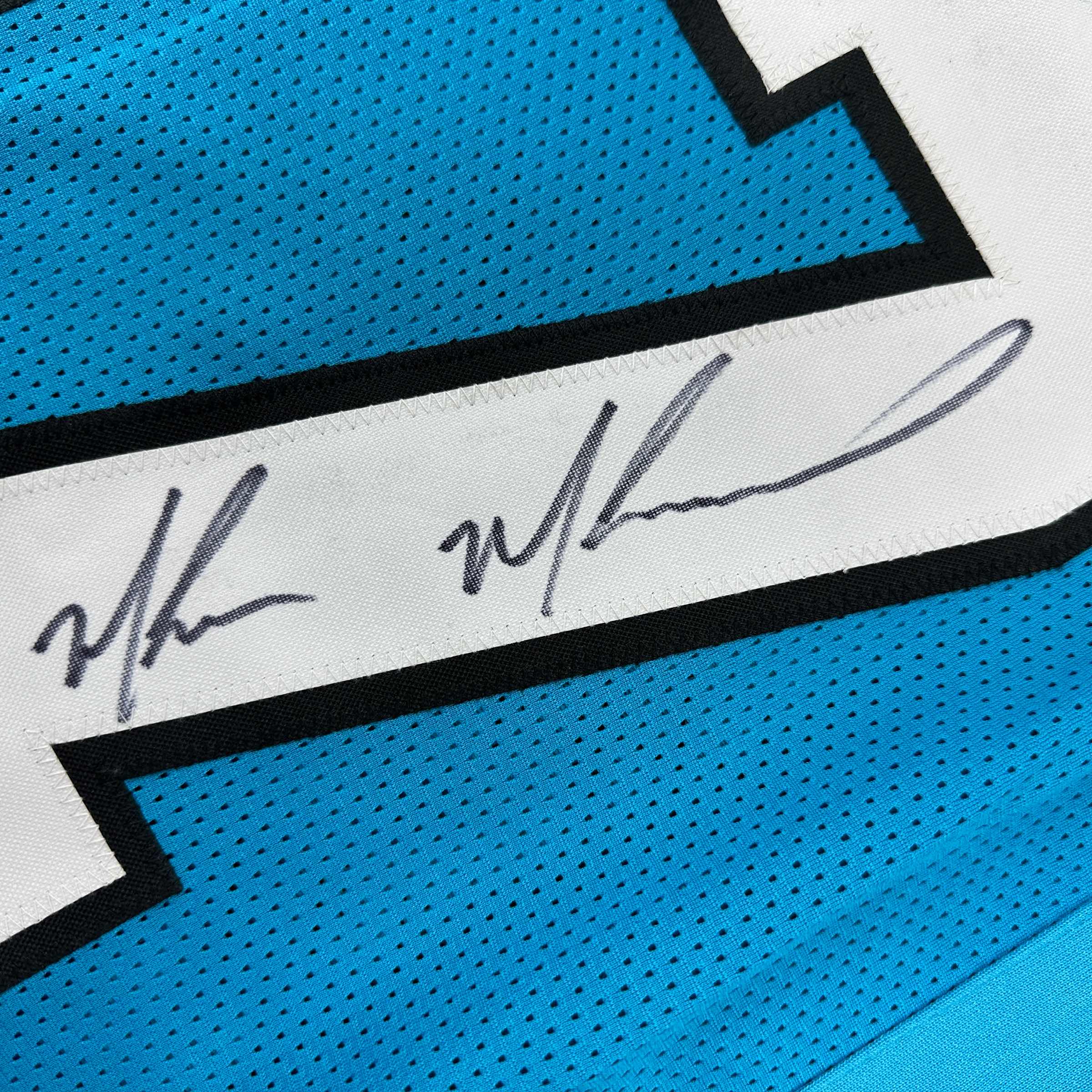 Autographed/Signed Muhsin Muhammad Carolina Blue Football Jersey Beckett BAS COA - Image 3