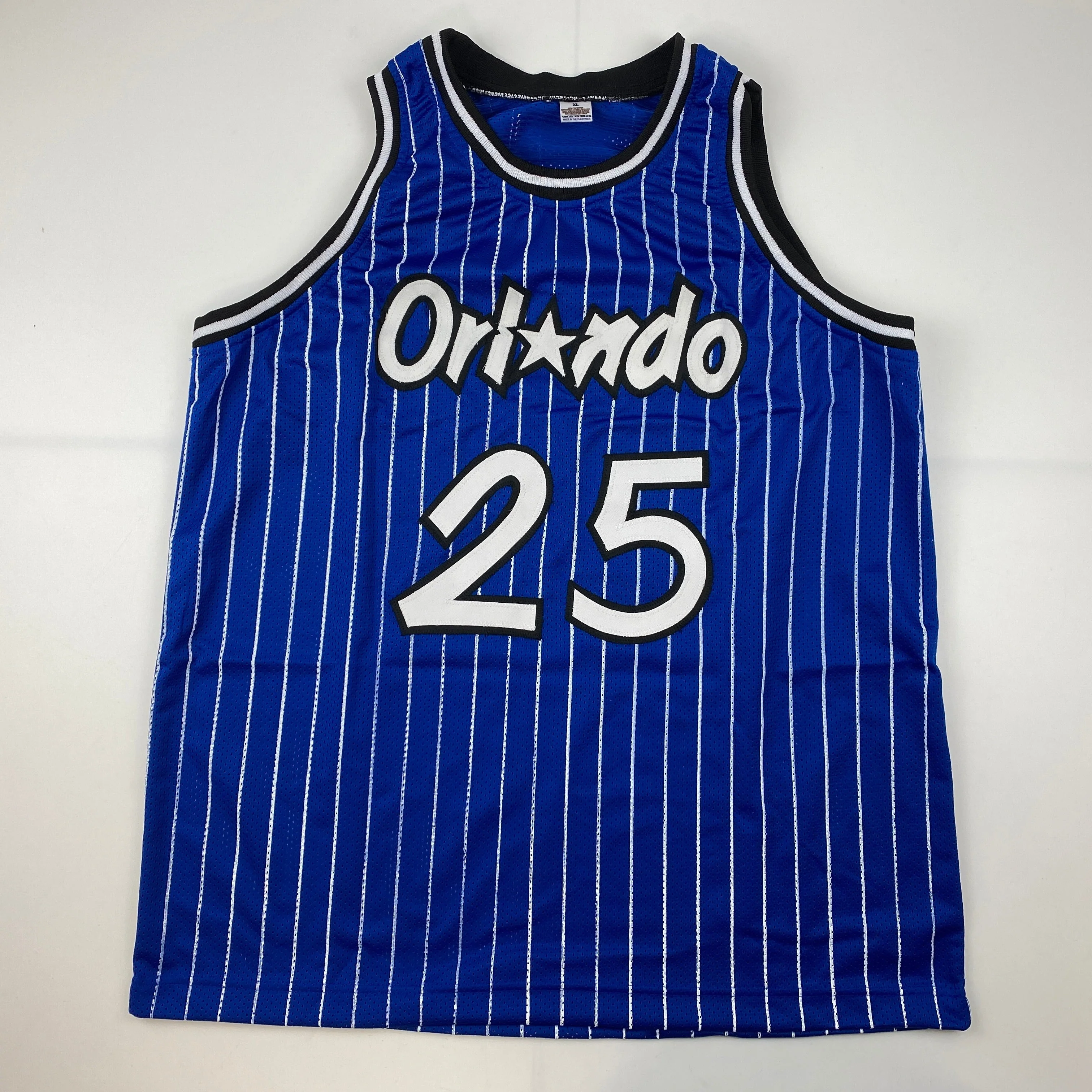 Autographed/Signed Nick Anderson Orlando Blue Pinstripe Basketball Jersey PSA/DNA COA - Image 4