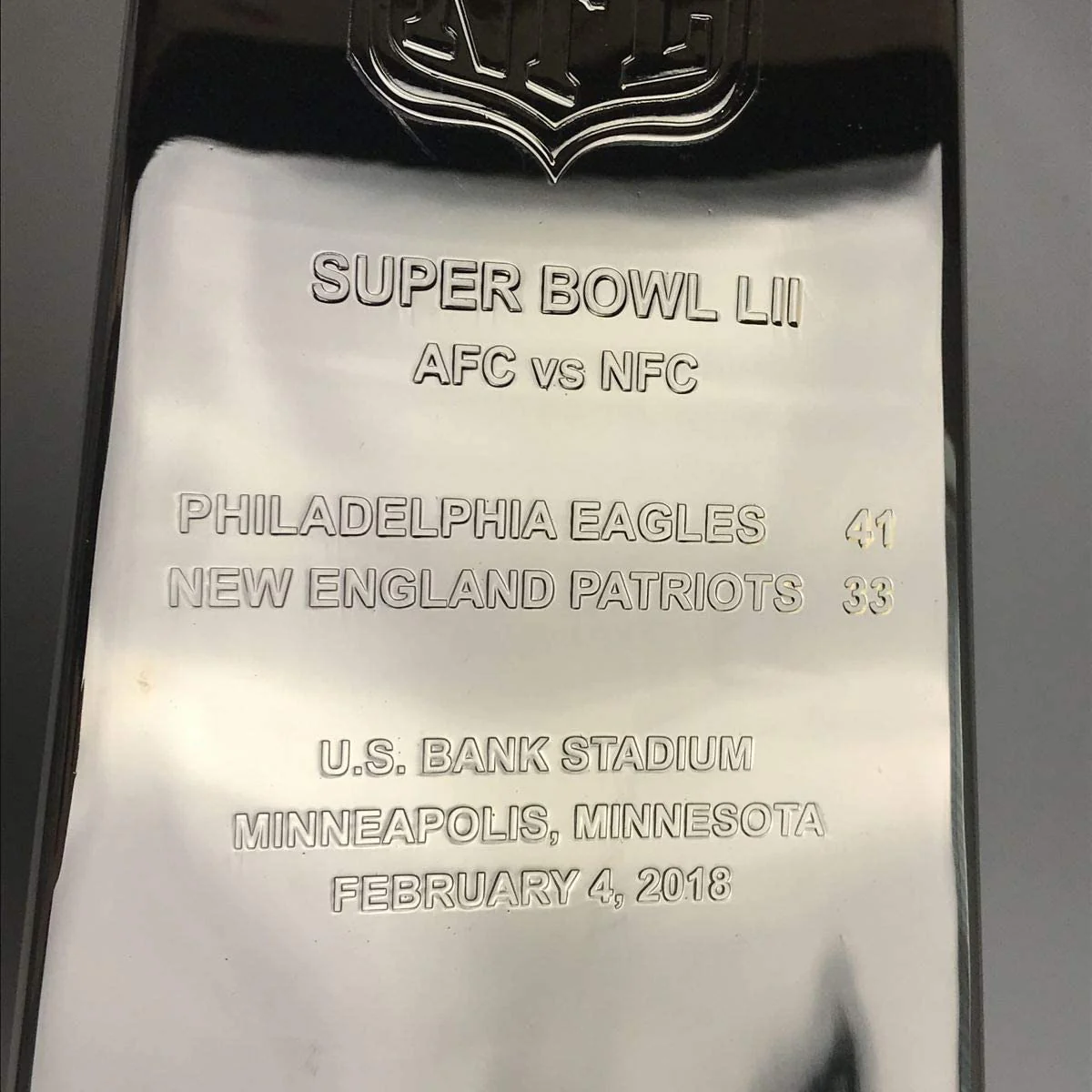 Autographed/Signed Nick Foles Full Size F/S Replica Super Bowl 52 LII Lombardi Trophy Philadelphia Eagles Beckett BAS COA - Image 3