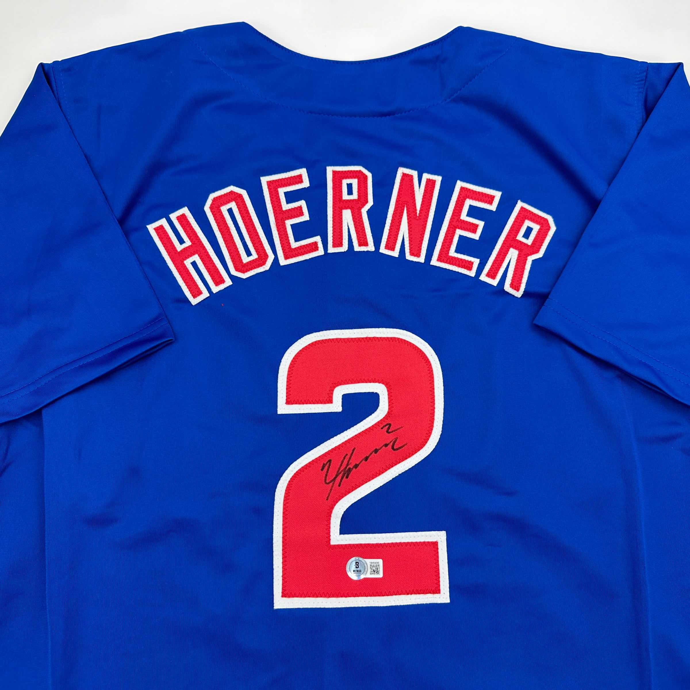 Autographed/Signed Nico Hoerner Chicago Blue Baseball Jersey Beckett BAS COA - Image 2