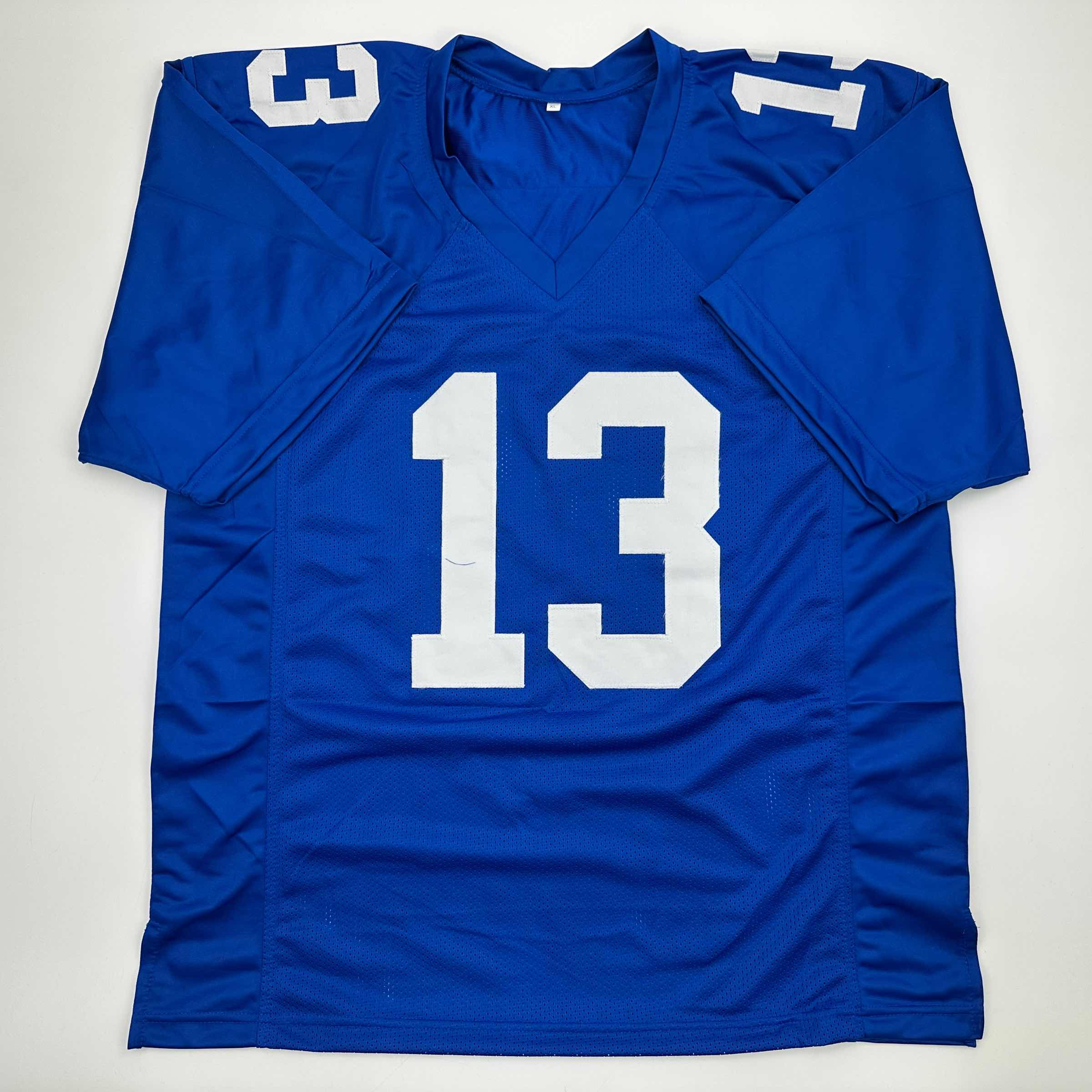 Autographed/Signed Odell Beckham Jr. New York Blue Football Jersey Beckett BAS COA - Image 4