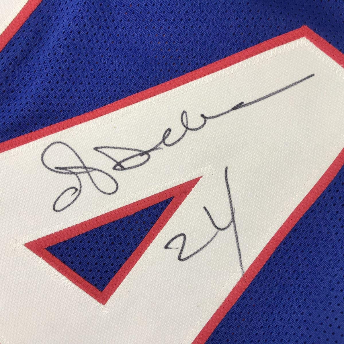 Autographed/Signed Ottis Anderson New York Blue Football Jersey JSA COA - Image 3