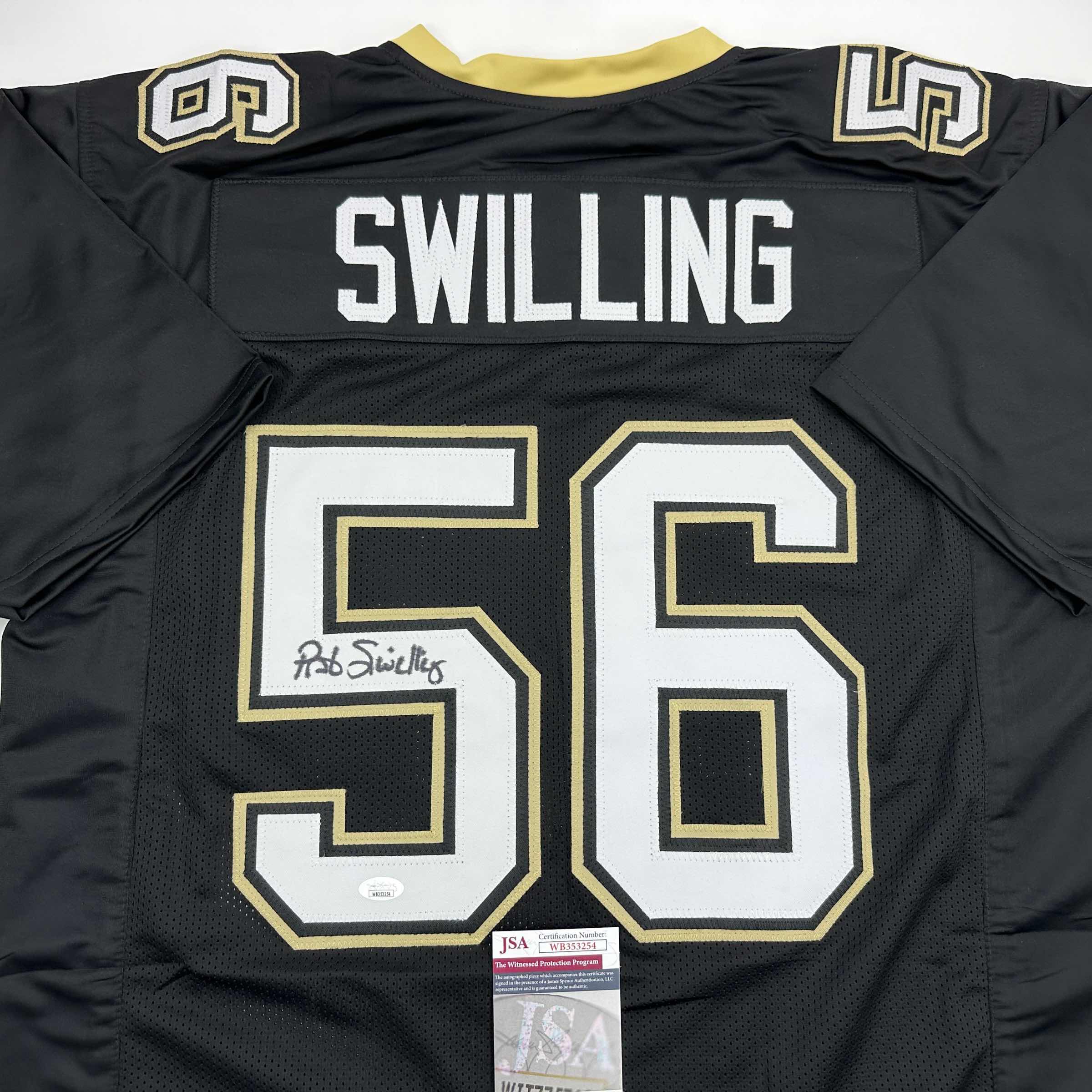 Autographed/Signed Pat Swilling New Orleans Black Football Jersey JSA COA - Image 2