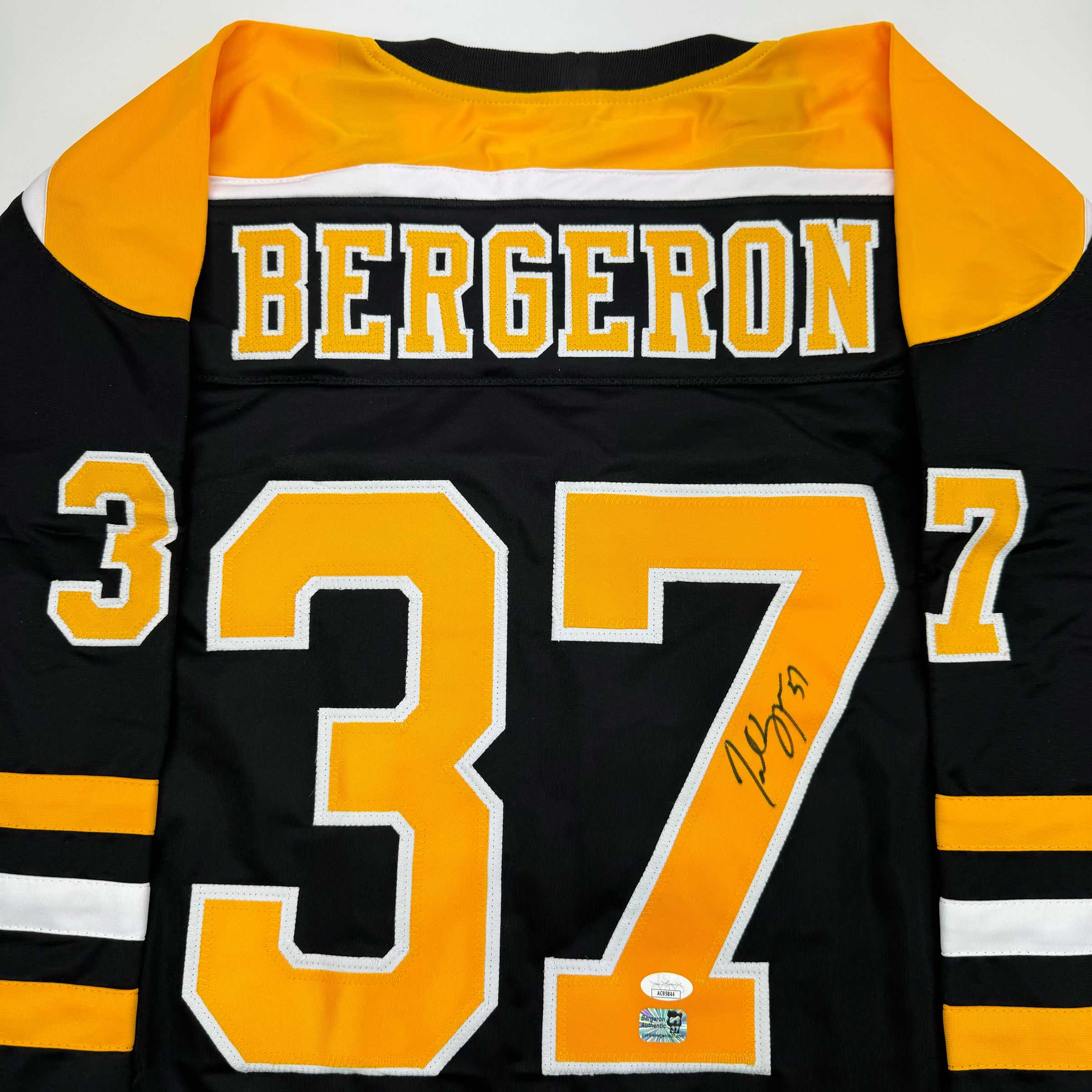 Autographed/Signed Patrice Bergeron Boston Black Hockey Jersey JSA COA - Image 2