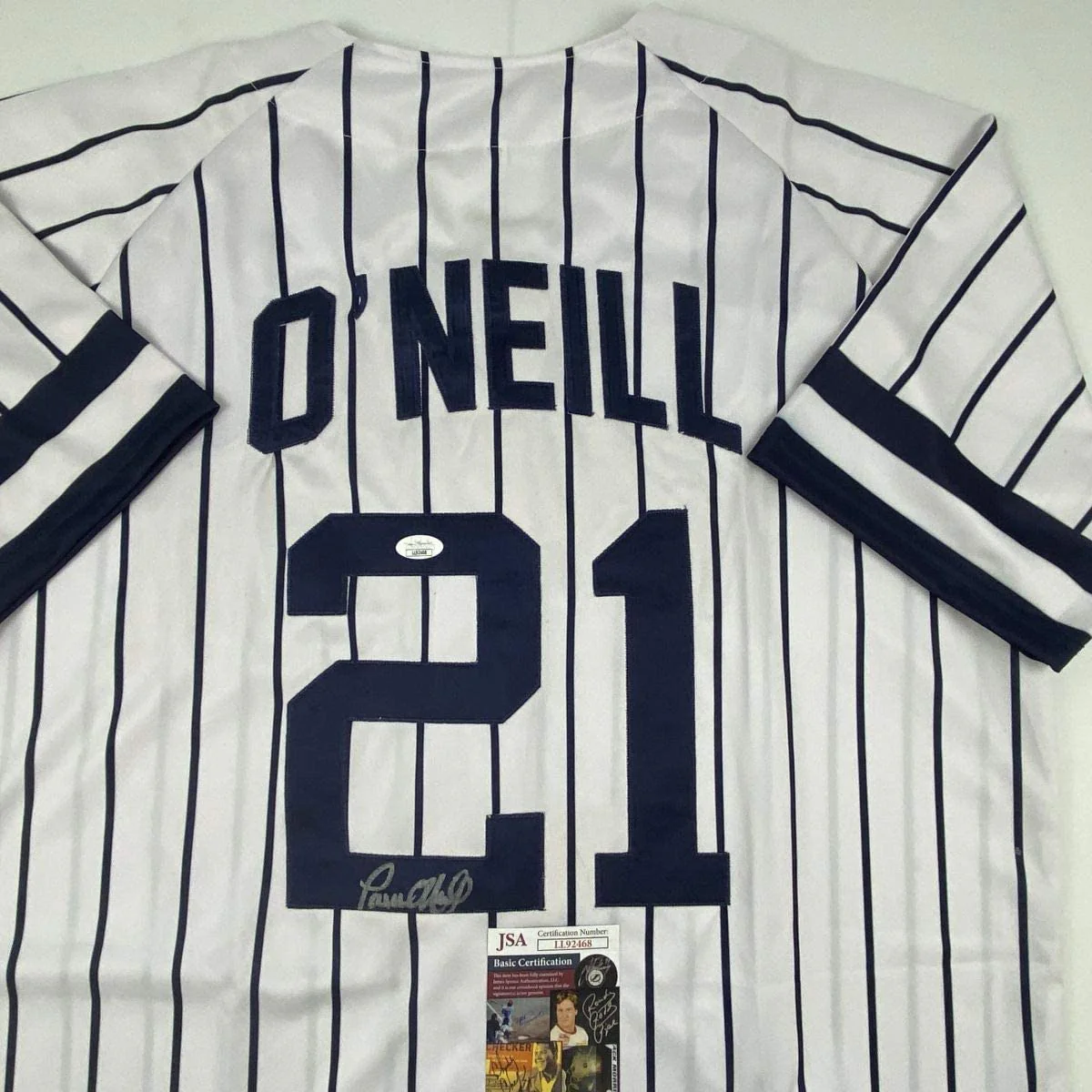 Autographed/Signed Paul O'Neill New York Pinstripe Baseball Jersey JSA COA - Image 2