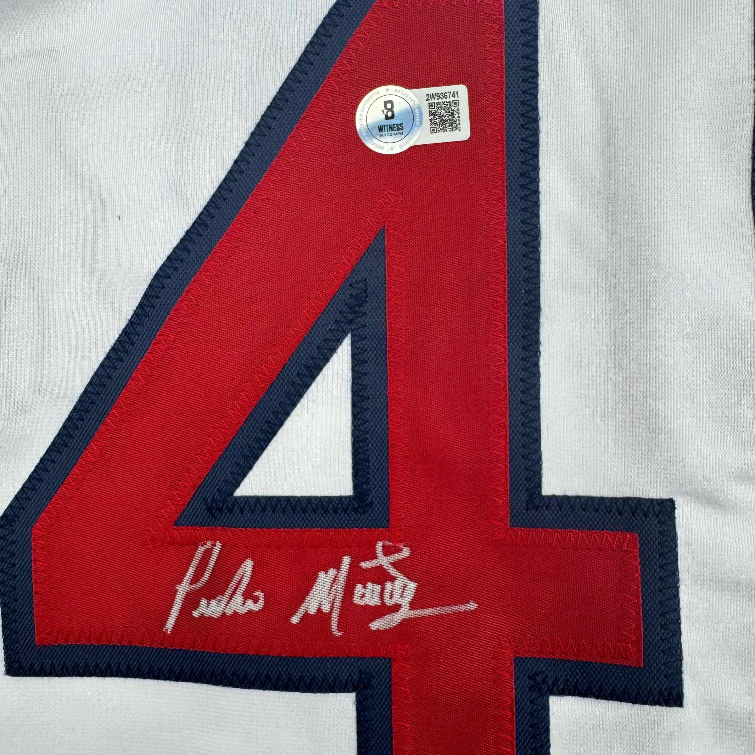 Autographed/Signed Pedro Martinez Boston White Baseball Jersey Beckett BAS COA - Image 3