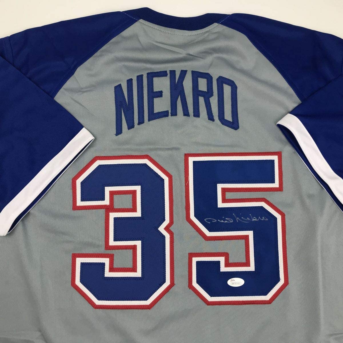 Autographed/Signed Phil Niekro Atlanta Grey Baseball Jersey JSA COA Holo Only - Image 2