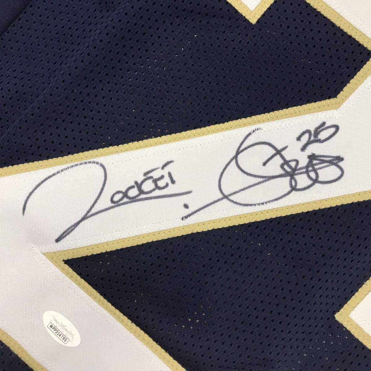 Autographed/Signed Raghib Ismail Rocket Notre Dame Blue College Football Jersey JSA COA - Image 3
