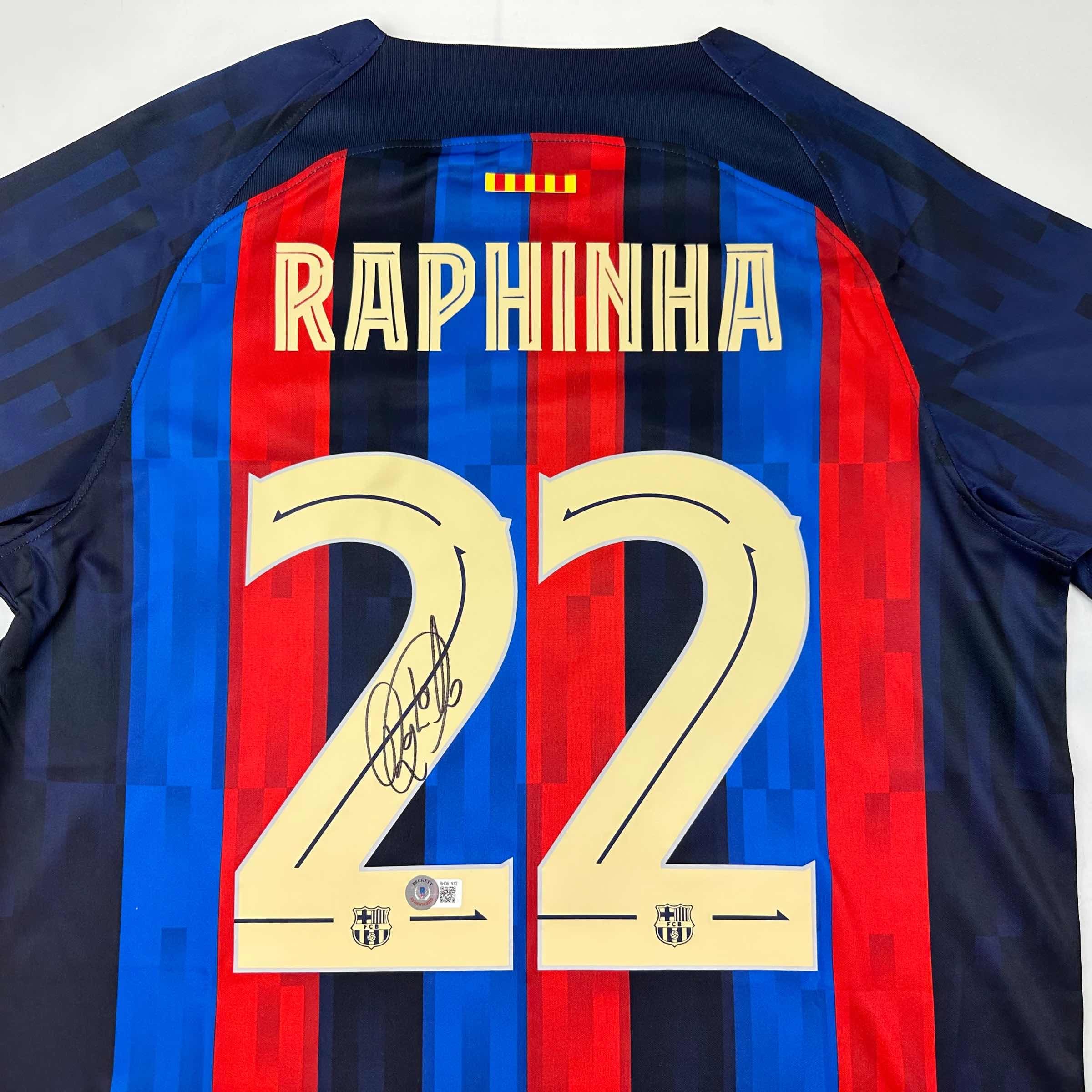 Autographed/Signed Raphinha Raphael Belloli FC Barcelona Blue Soccer Jersey Beckett BAS COA - Image 2
