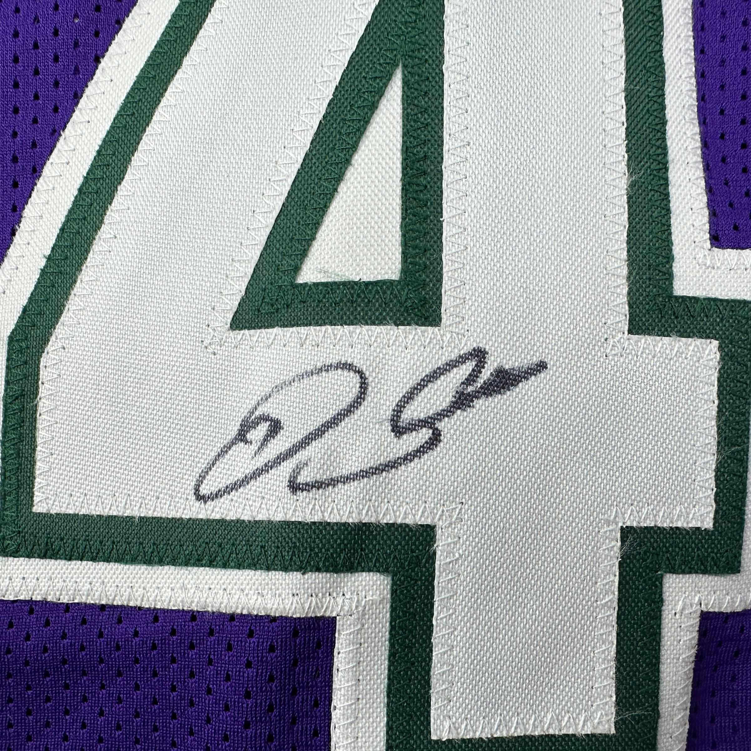 Autographed/Signed Ray Allen Milwaukee Purple Basketball Jersey Beckett BAS COA - Image 3
