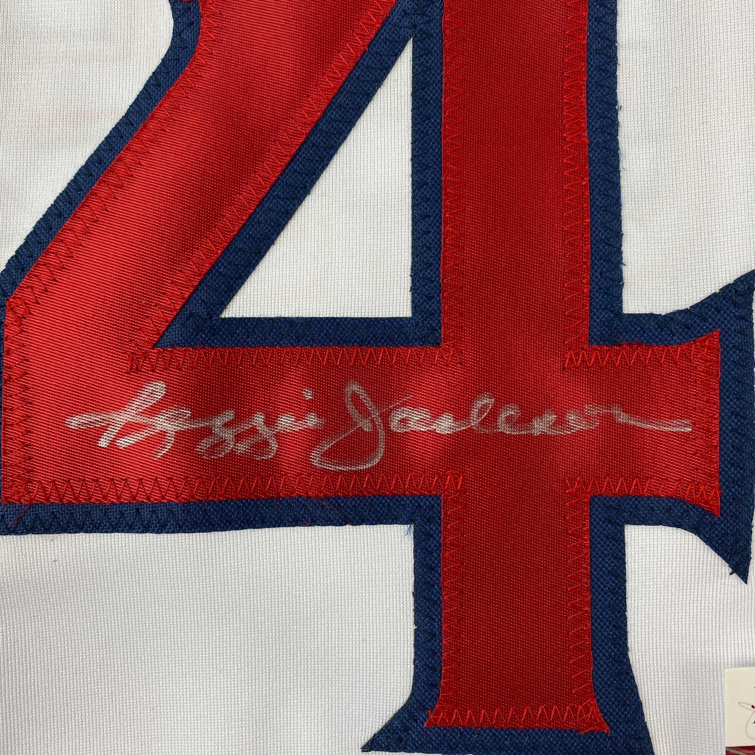 Autographed/Signed Reggie Jackson California Los Angeles White Baseball Jersey JSA COA - Image 3
