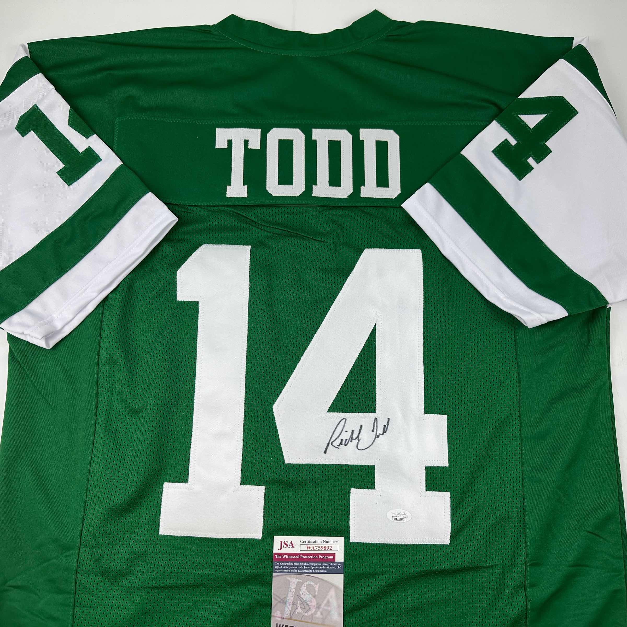 Autographed/Signed Richard Todd New York Green Football Jersey JSA COA - Image 2