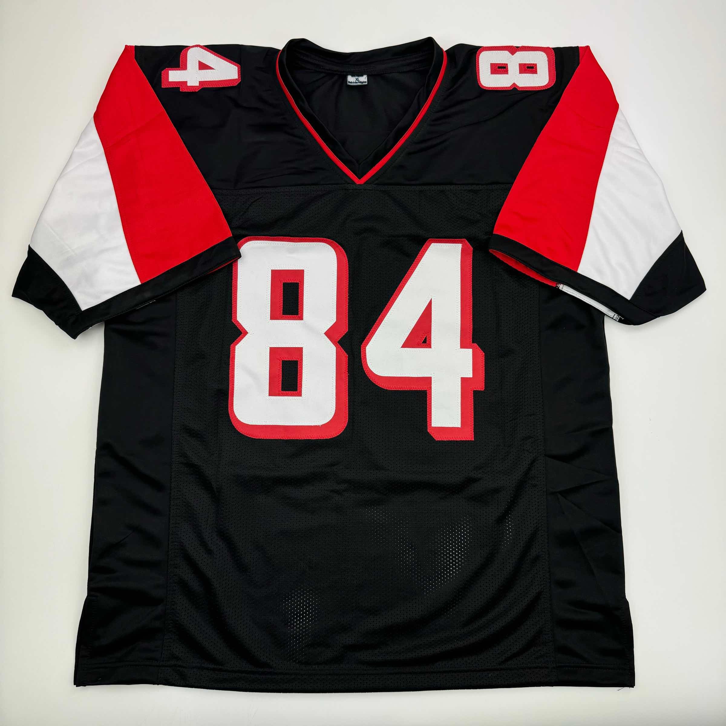 Autographed/Signed Roddy White Atlanta Black Football Jersey Beckett BAS COA - Image 4