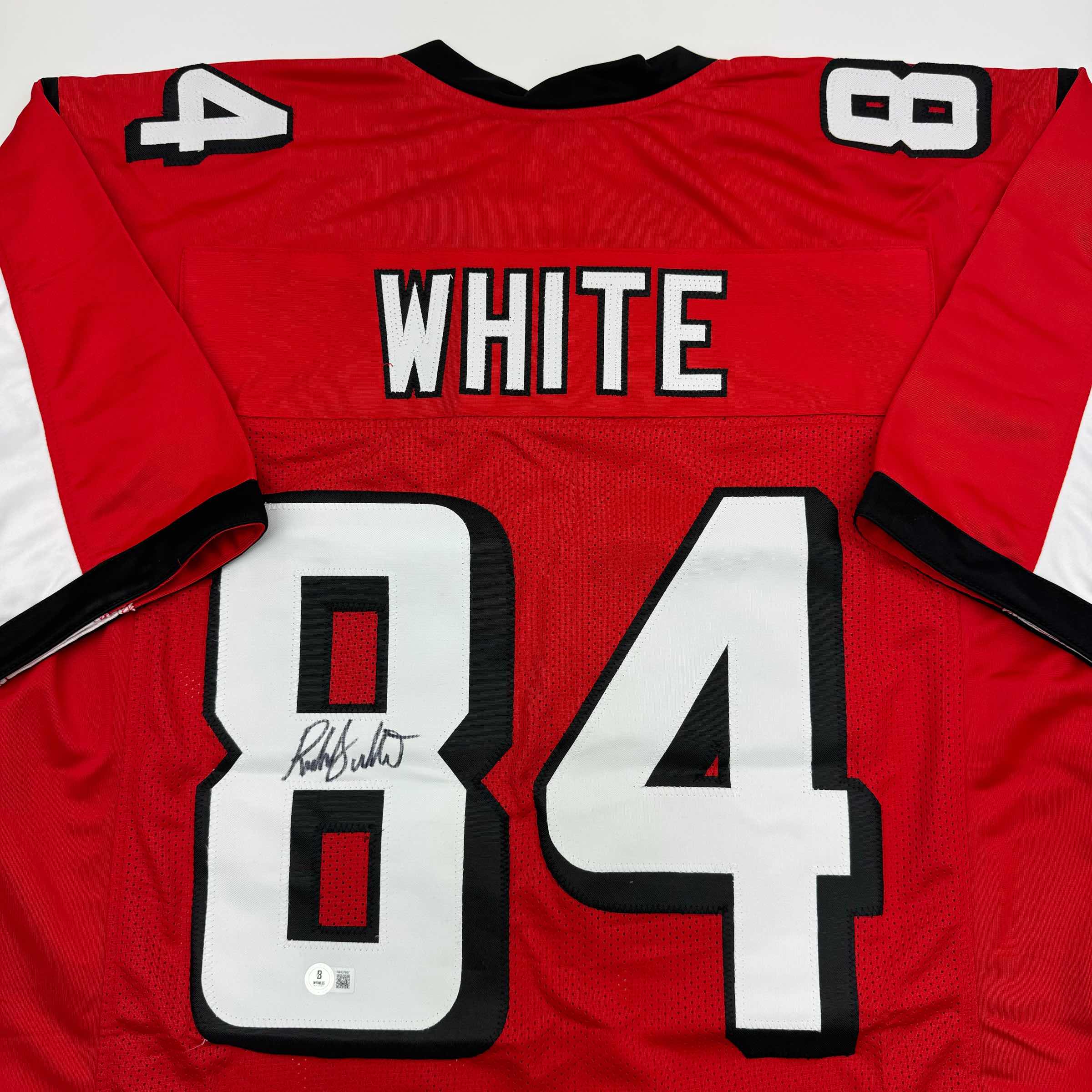 Autographed/Signed Roddy White Atlanta Red Football Jersey Beckett BAS COA - Image 2