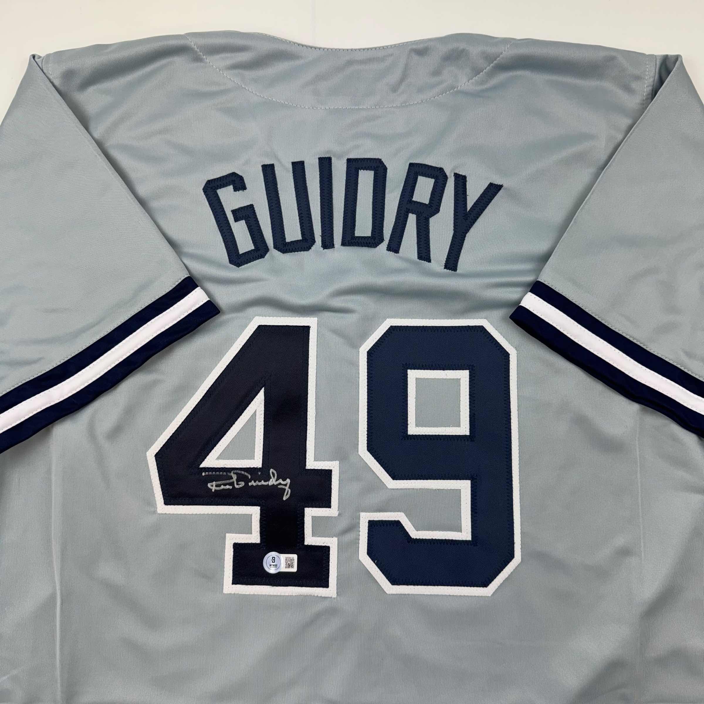 Autographed/Signed Ron Guidry New York Grey Baseball Jersey Beckett BAS COA - Image 2