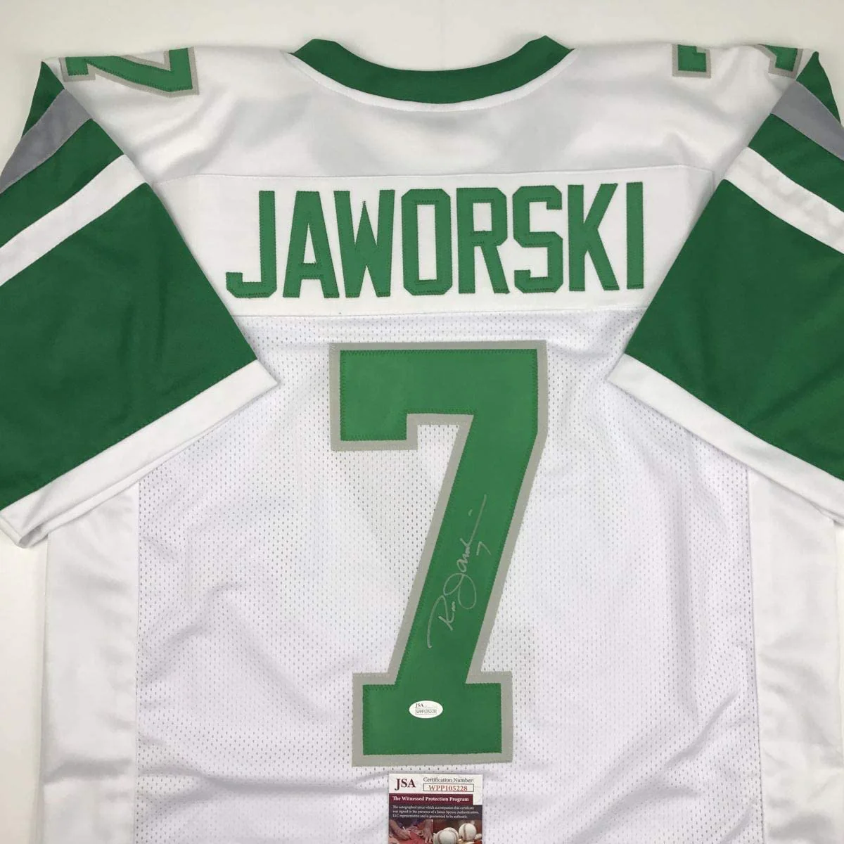 Autographed/Signed Ron Jaworski Philadelphia White Football Jersey JSA COA - Image 2