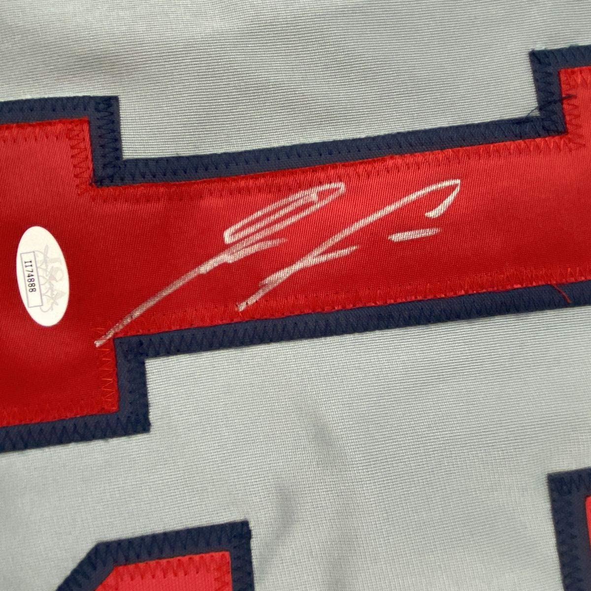 Autographed/Signed Ronald Acuna Jr. Atlanta Grey Baseball Jersey JSA COA - Image 3