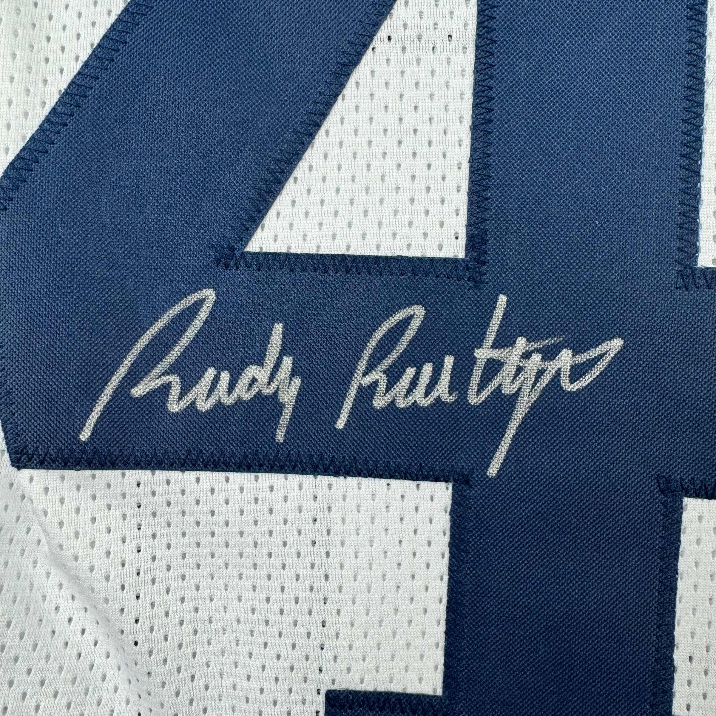 Autographed/Signed Rudy Ruettiger Notre Dame White College Football Jersey JSA COA - Image 3