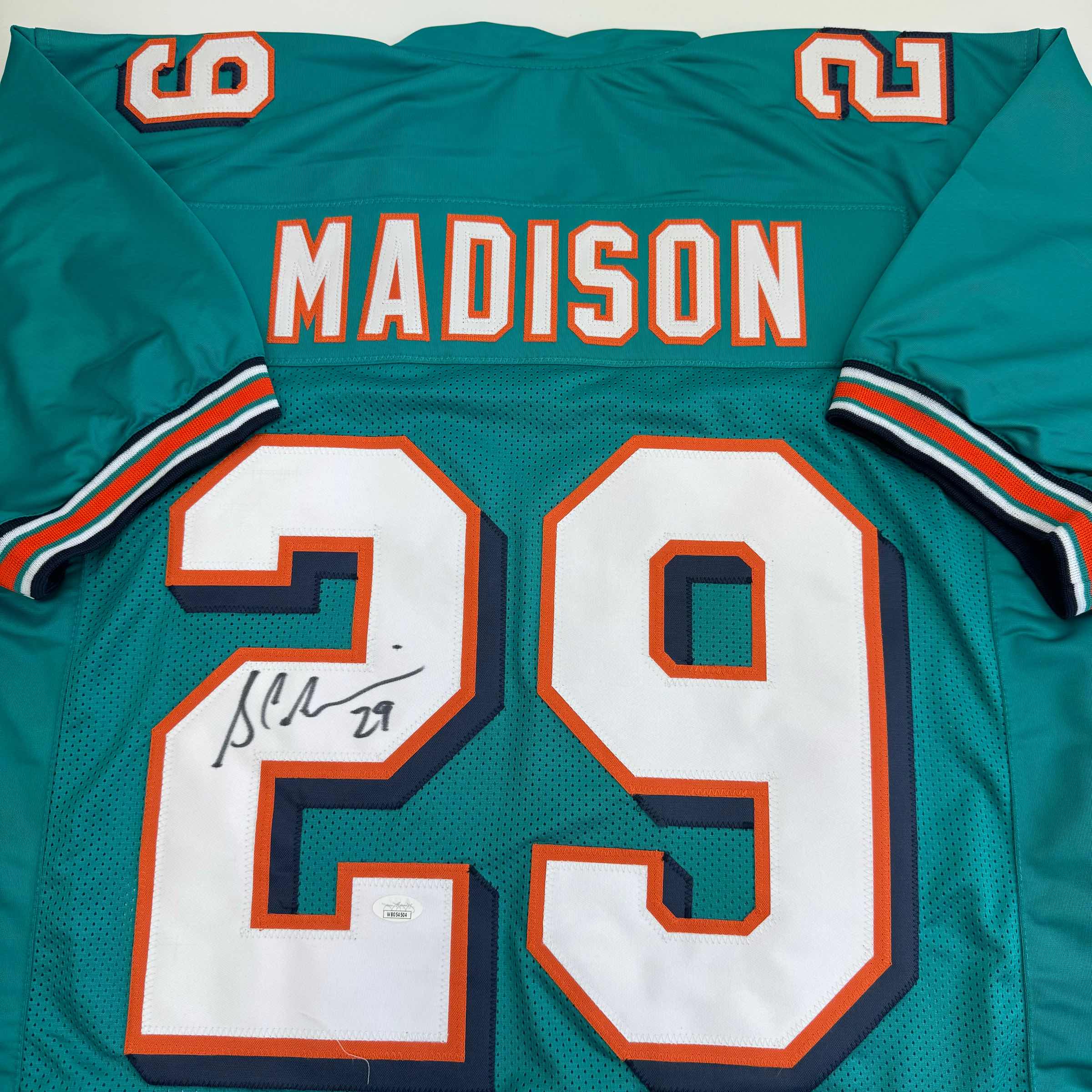 Autographed/Signed Sam Madison Miami Teal Football Jersey JSA COA - Image 2