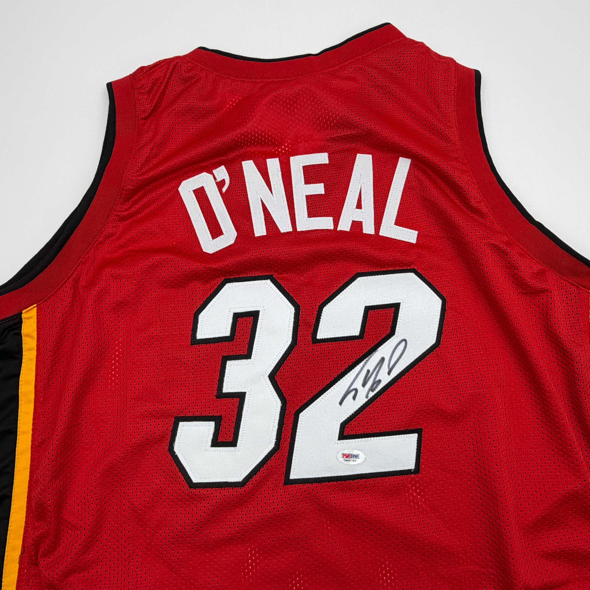 Autographed/Signed Shaquille Shaq O'Neal Miami Red Basketball Jersey PSA/DNA COA - Image 2