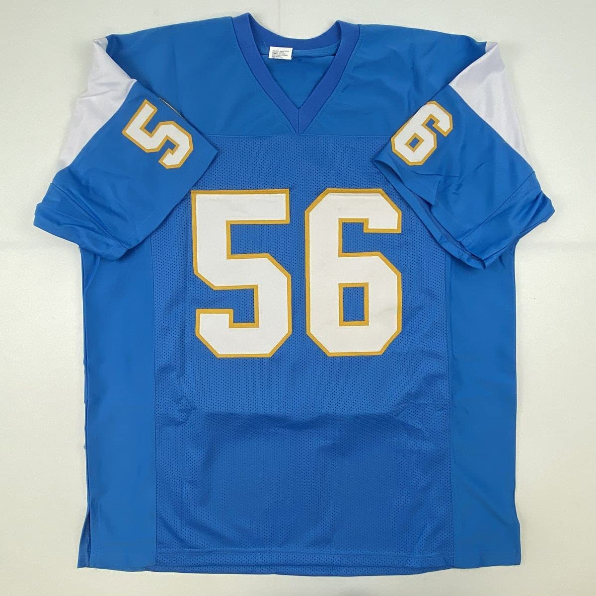 Autographed/Signed Shawne Merriman San Diego Powder Blue Football Jersey Beckett BAS COA - Image 4