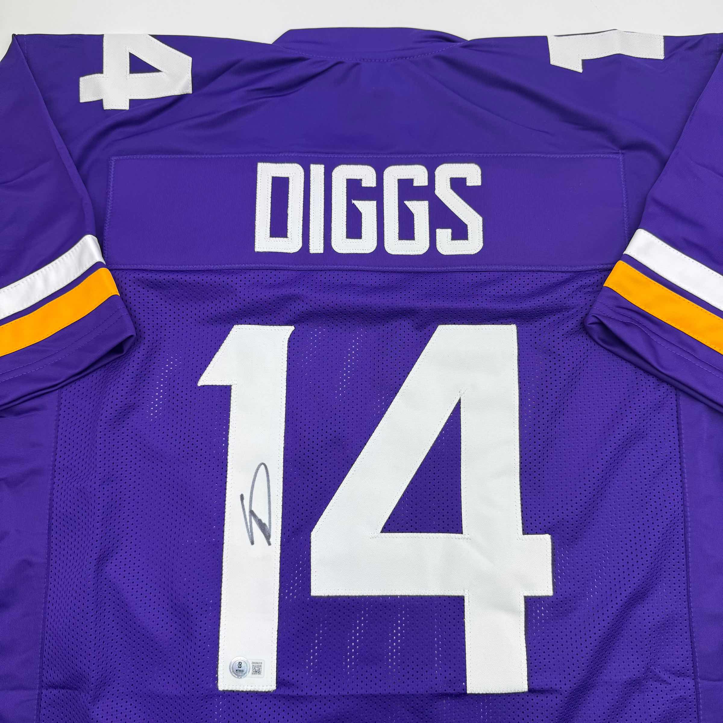 Autographed/Signed Stefon Diggs Minnesota Purple Football Jersey Beckett BAS COA - Image 2