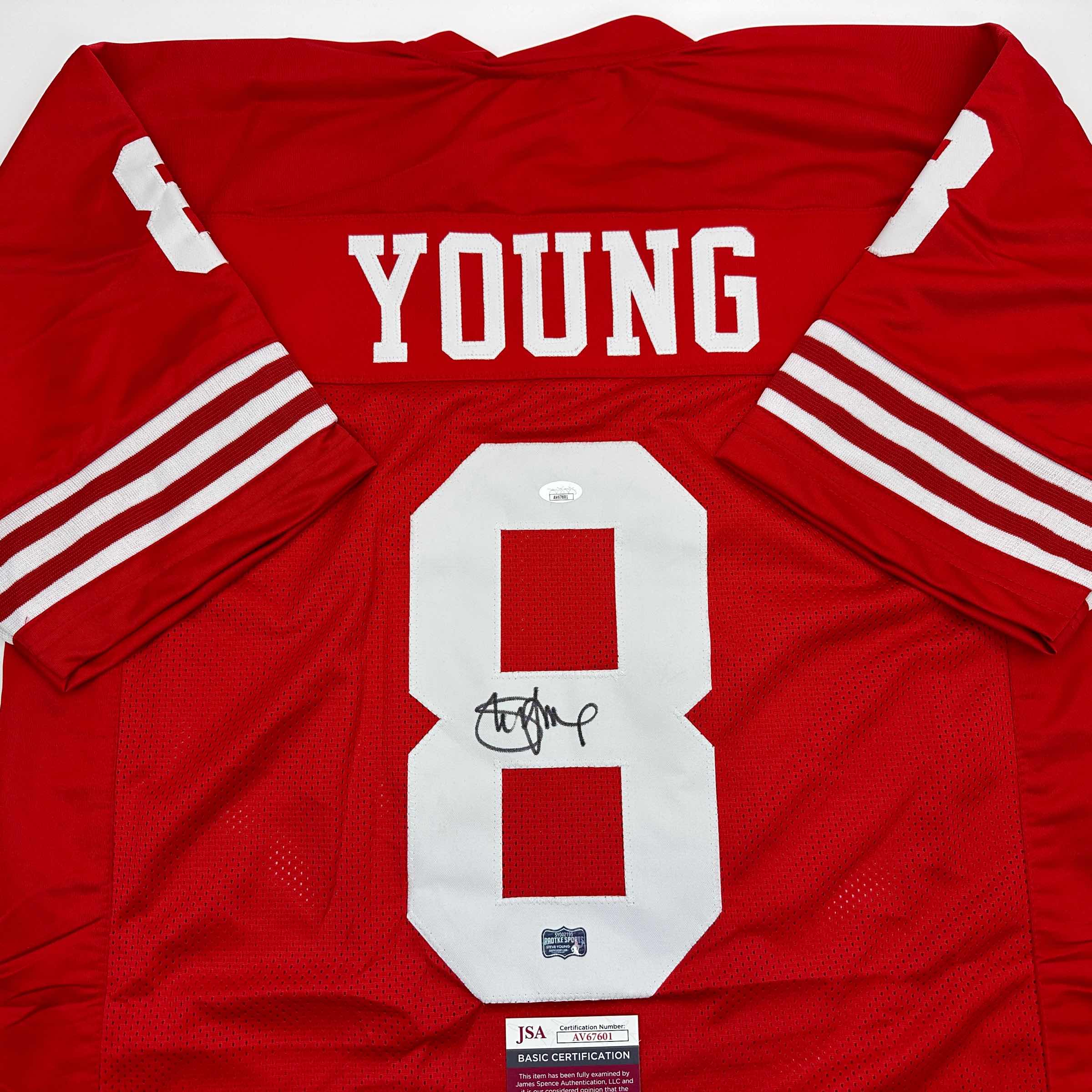 Autographed/Signed Steve Young San Francisco Red Football Jersey JSA COA - Image 2