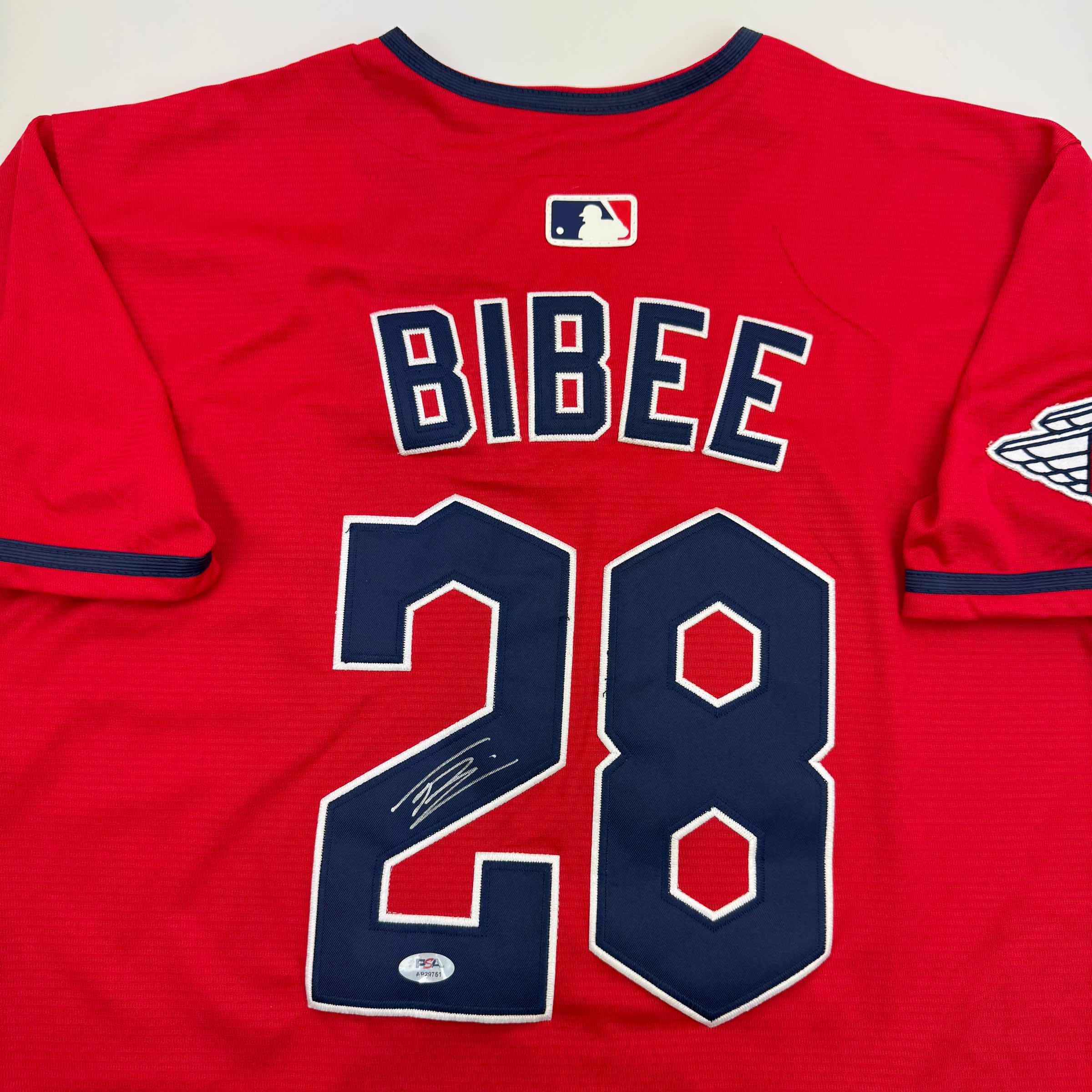 Autographed/Signed Tanner Bibee Cleveland Red Baseball Jersey PSA COA - Image 2