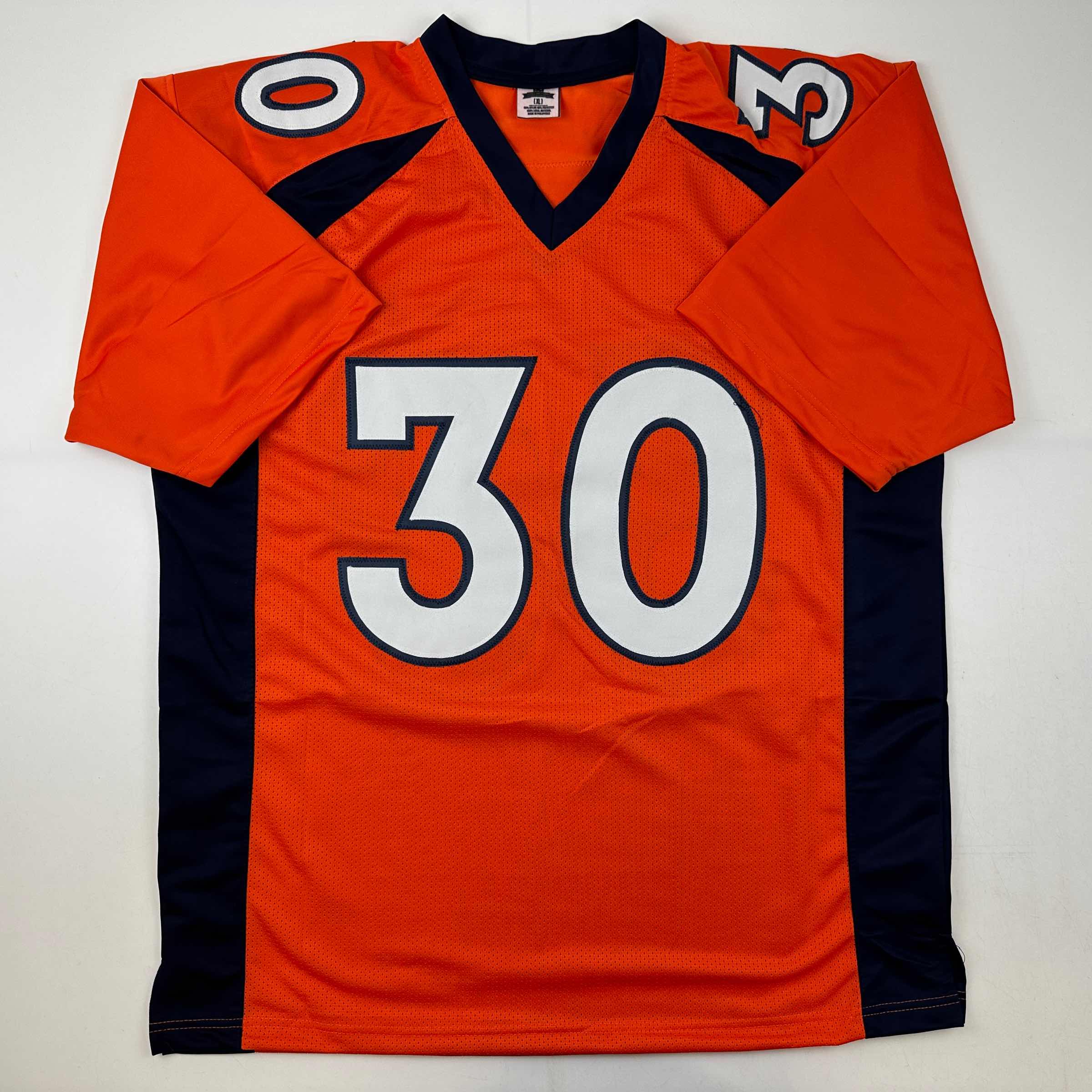 Autographed/Signed Terrell Davis Denver Orange Football Jersey Beckett BAS COA - Image 4