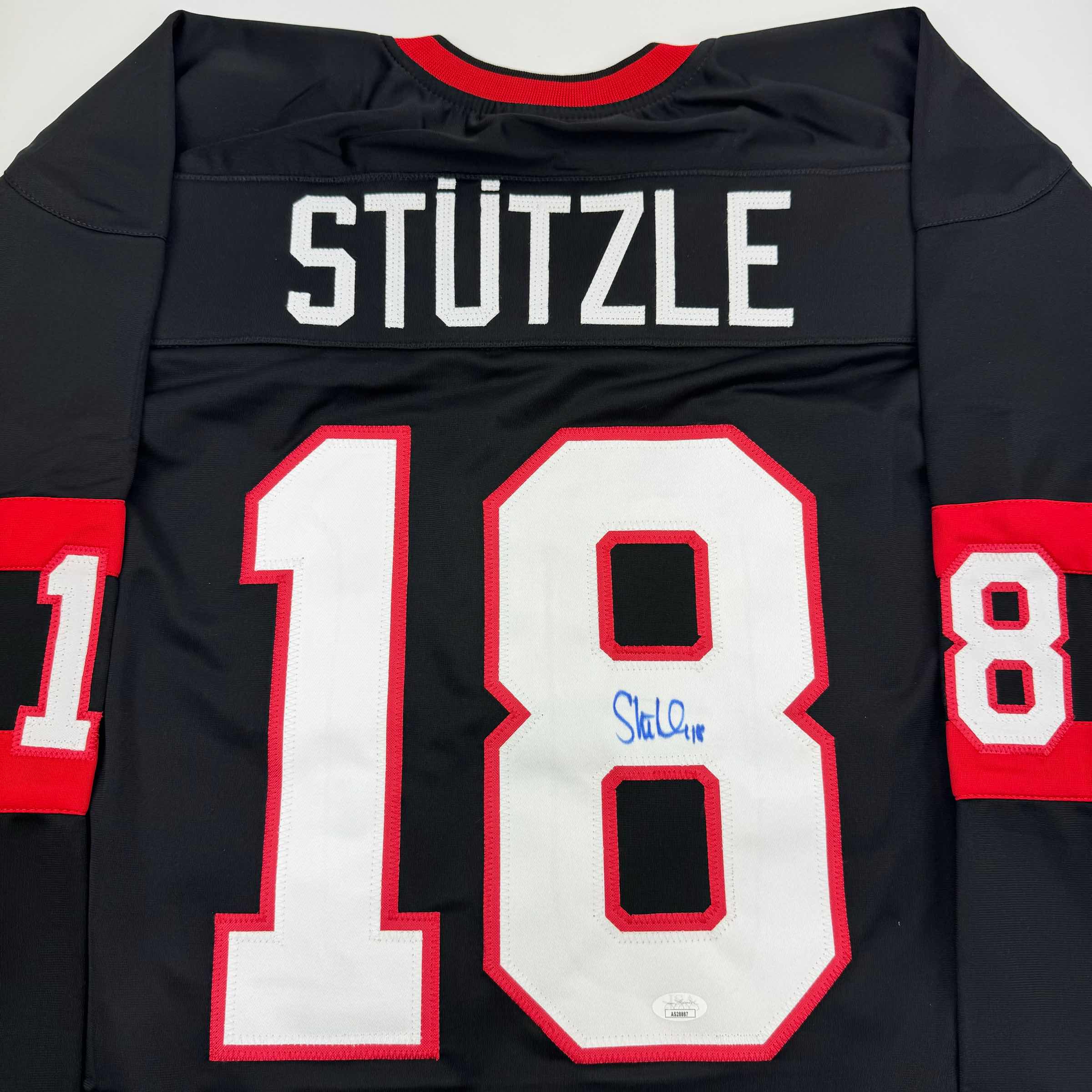 Autographed/Signed Tim Stutzle Ottawa Black Hockey Jersey JSA COA - Image 2