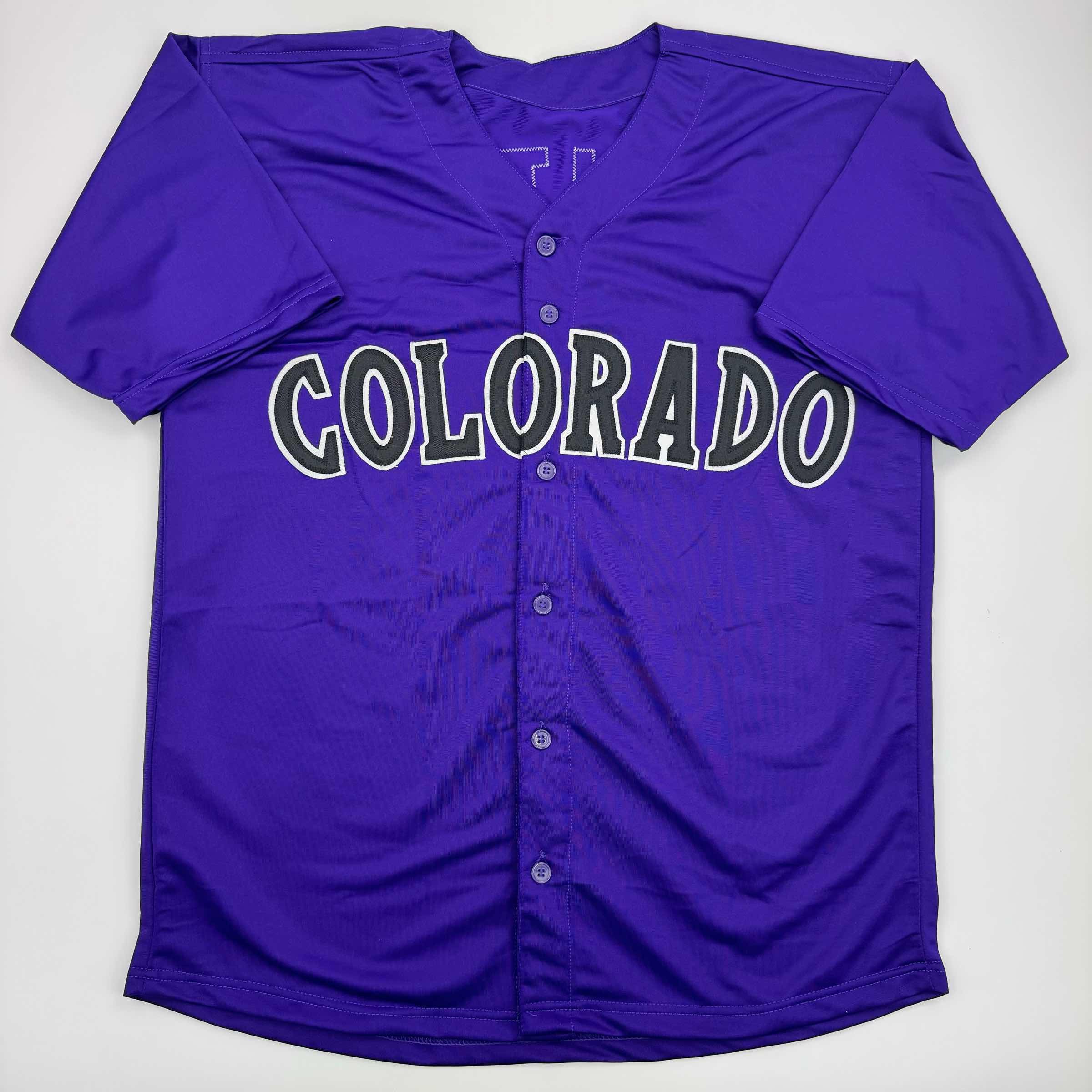 Autographed/Signed Todd Helton HOF 24 Colorado Purple Baseball Jersey Tristar COA - Image 4