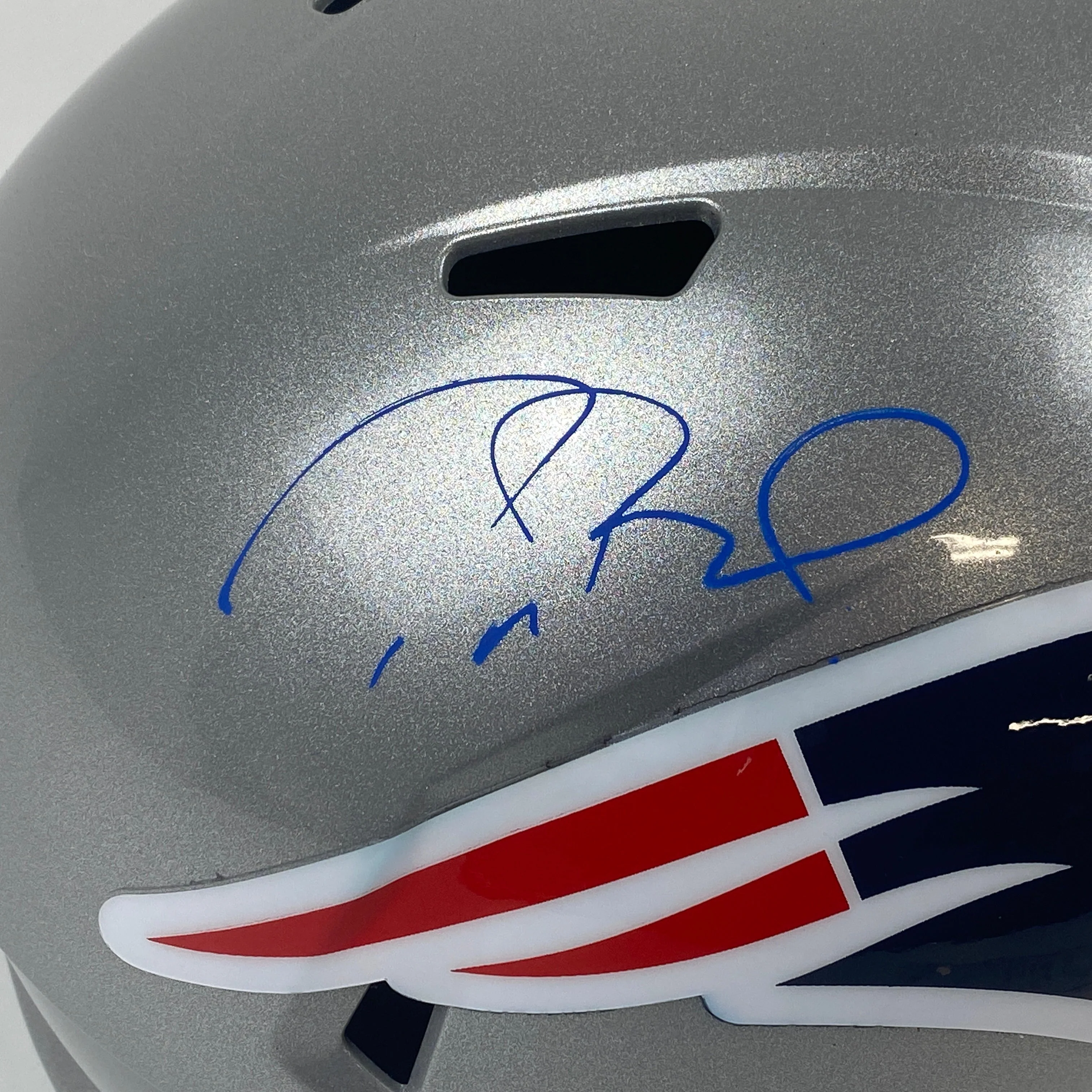 Autographed/Signed Tom Brady New England Patriots Full Size FS F/S Speed Replica Football Helmet Fanatics COA/LOA - Image 3