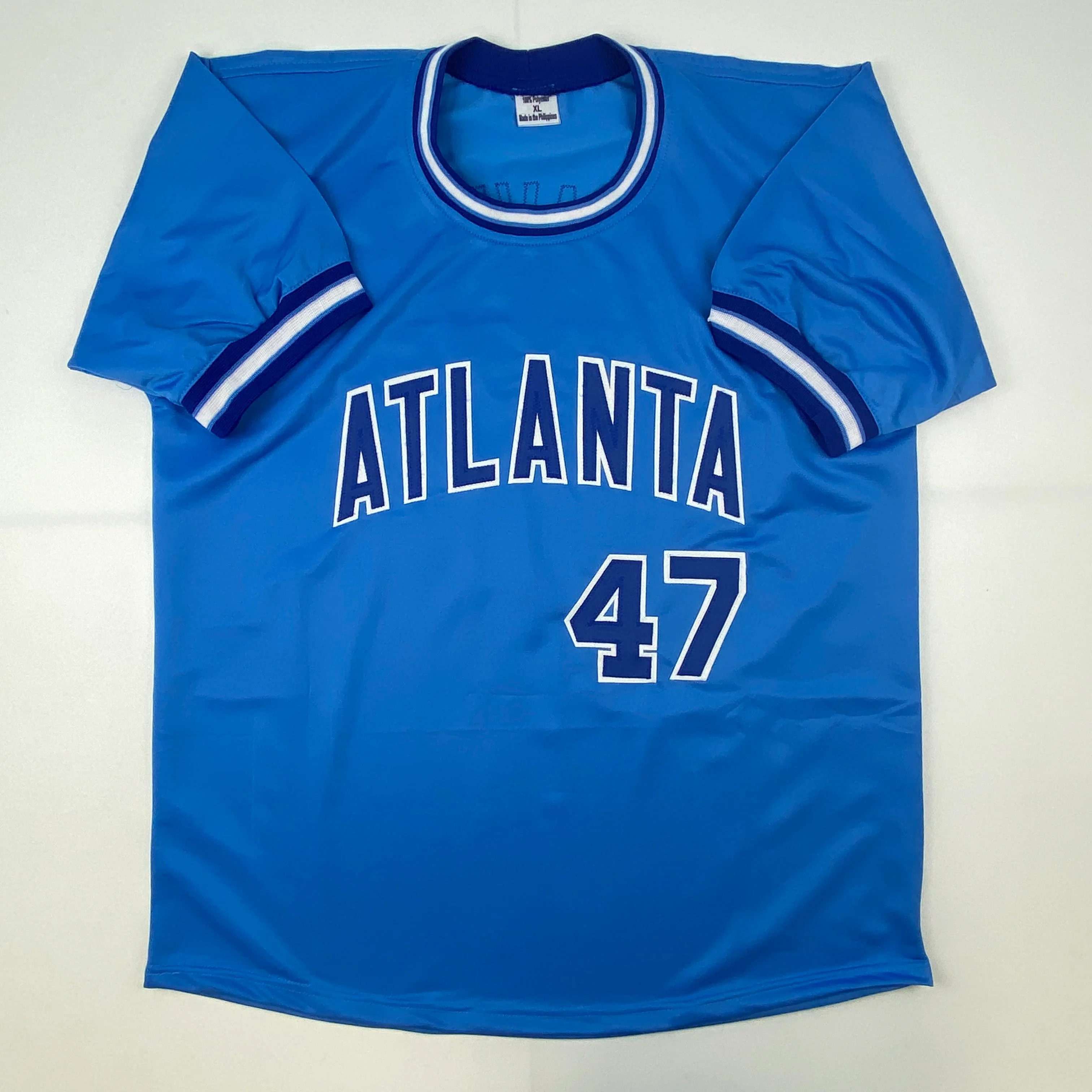 Autographed/Signed Tom Glavine Atlanta Light Blue Baseball Jersey JSA COA - Image 4