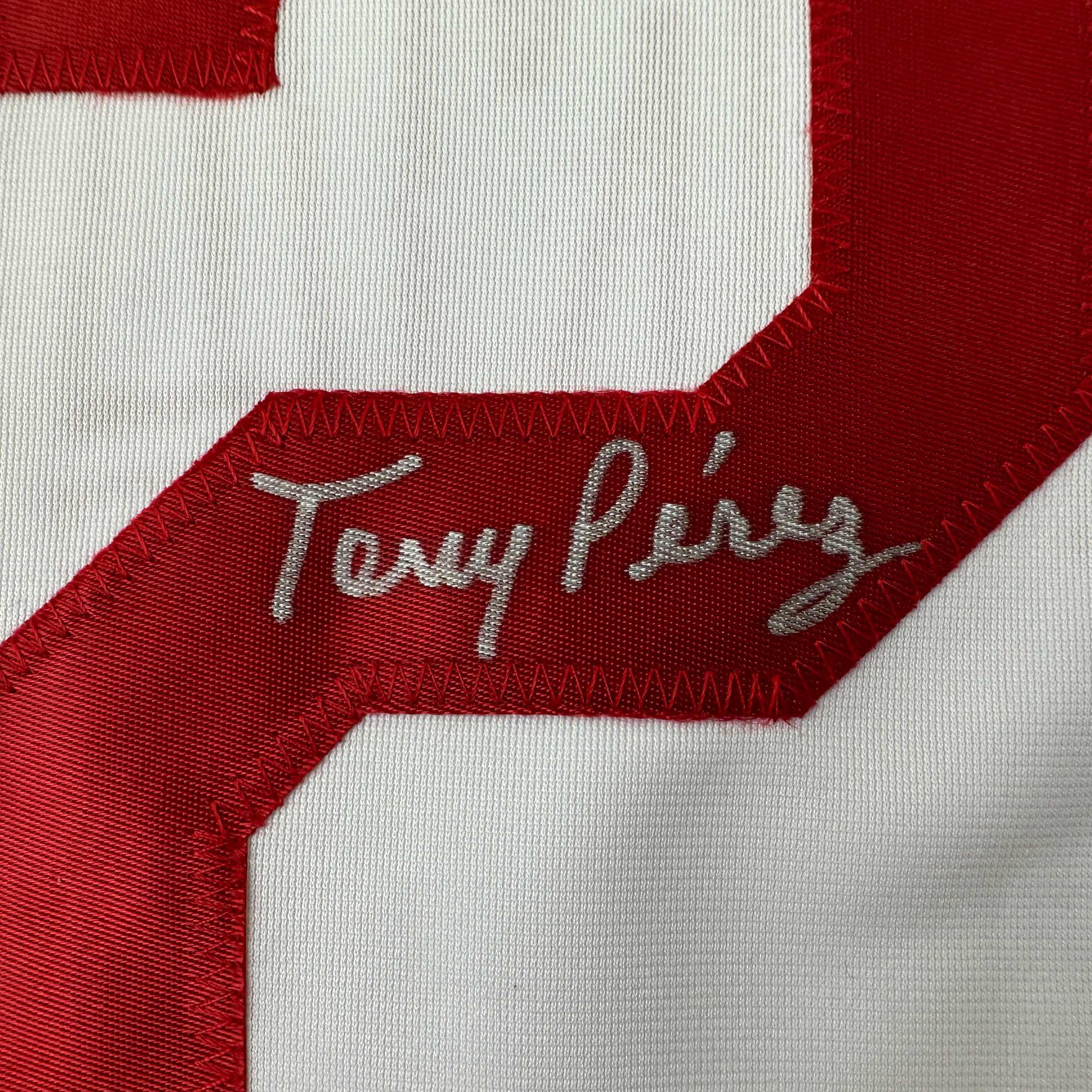 Autographed/Signed Tony Perez Cincinnati White Baseball Jersey Beckett BAS COA - Image 3