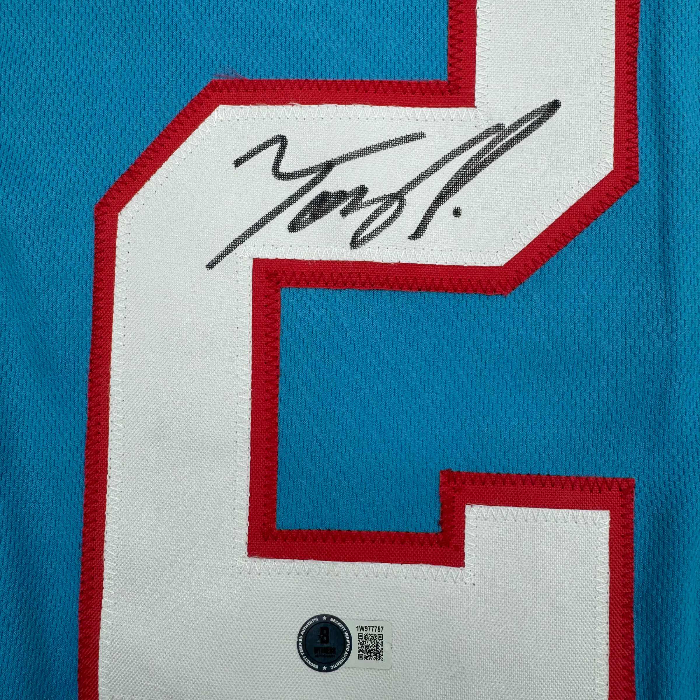 Autographed/Signed Tony Pollard Tennessee Retro Blue Football Jersey Beckett BAS COA - Image 3