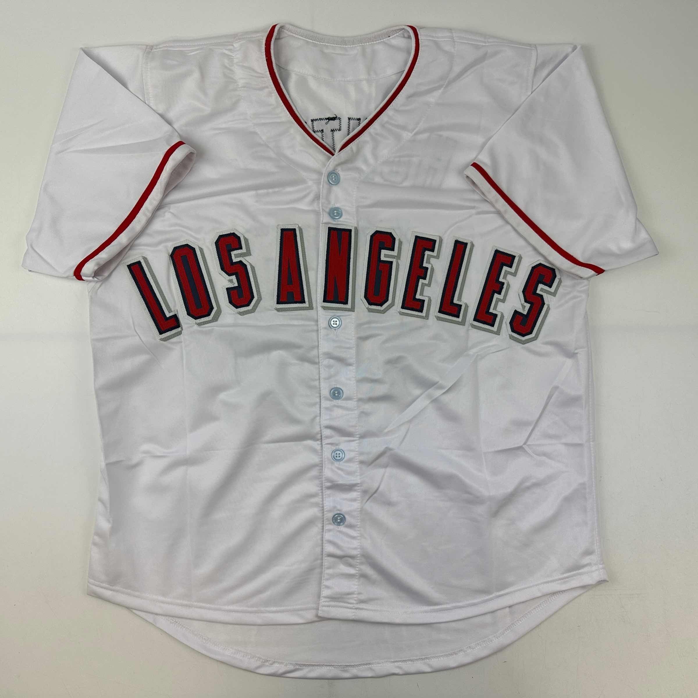 Autographed/Signed Torii Hunter Los Angeles Anaheim White Baseball Jersey Beckett BAS COA - Image 4