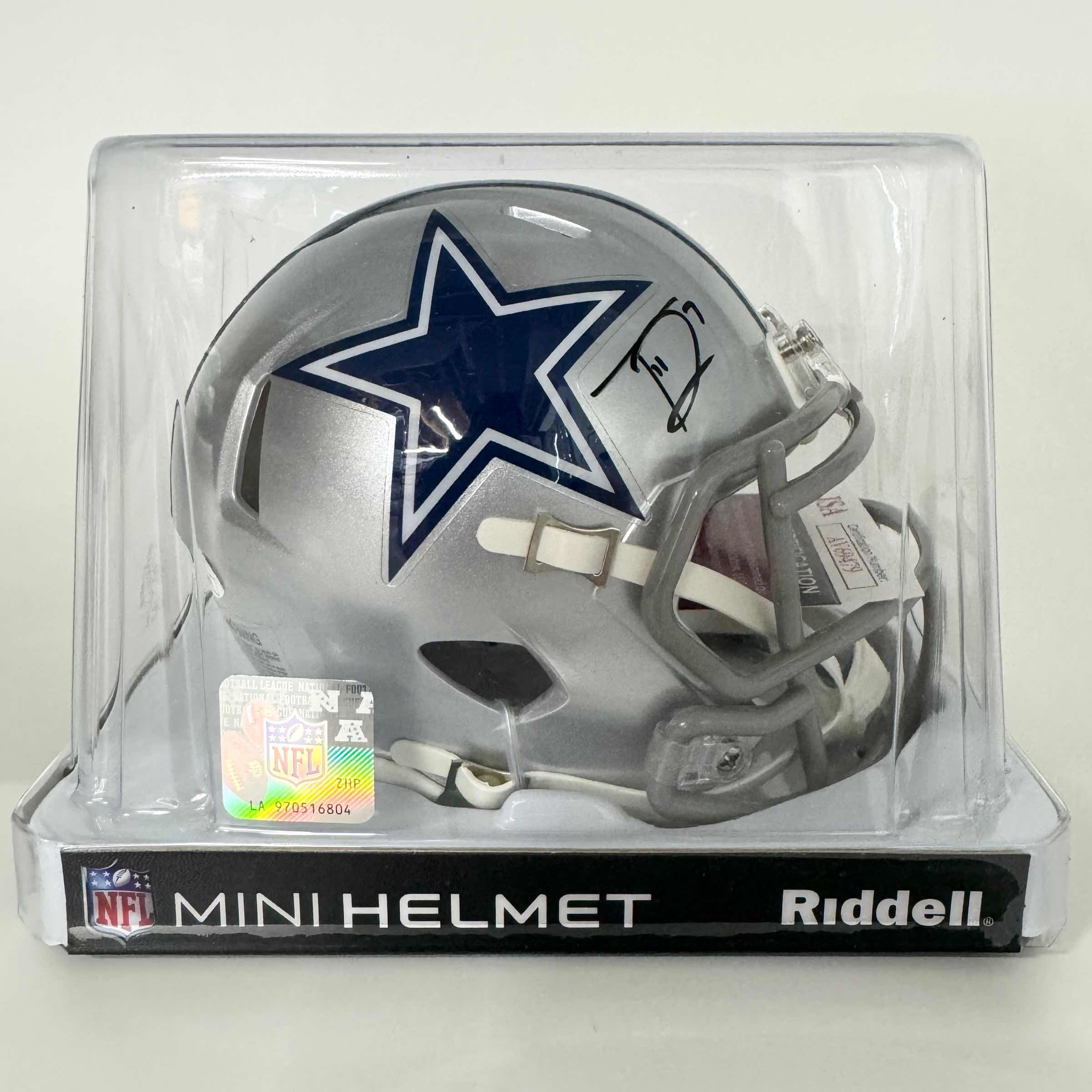 Autographed/Signed Trevon Diggs Dallas Cowboys Mini Football Helmet JSA COA - Image 2