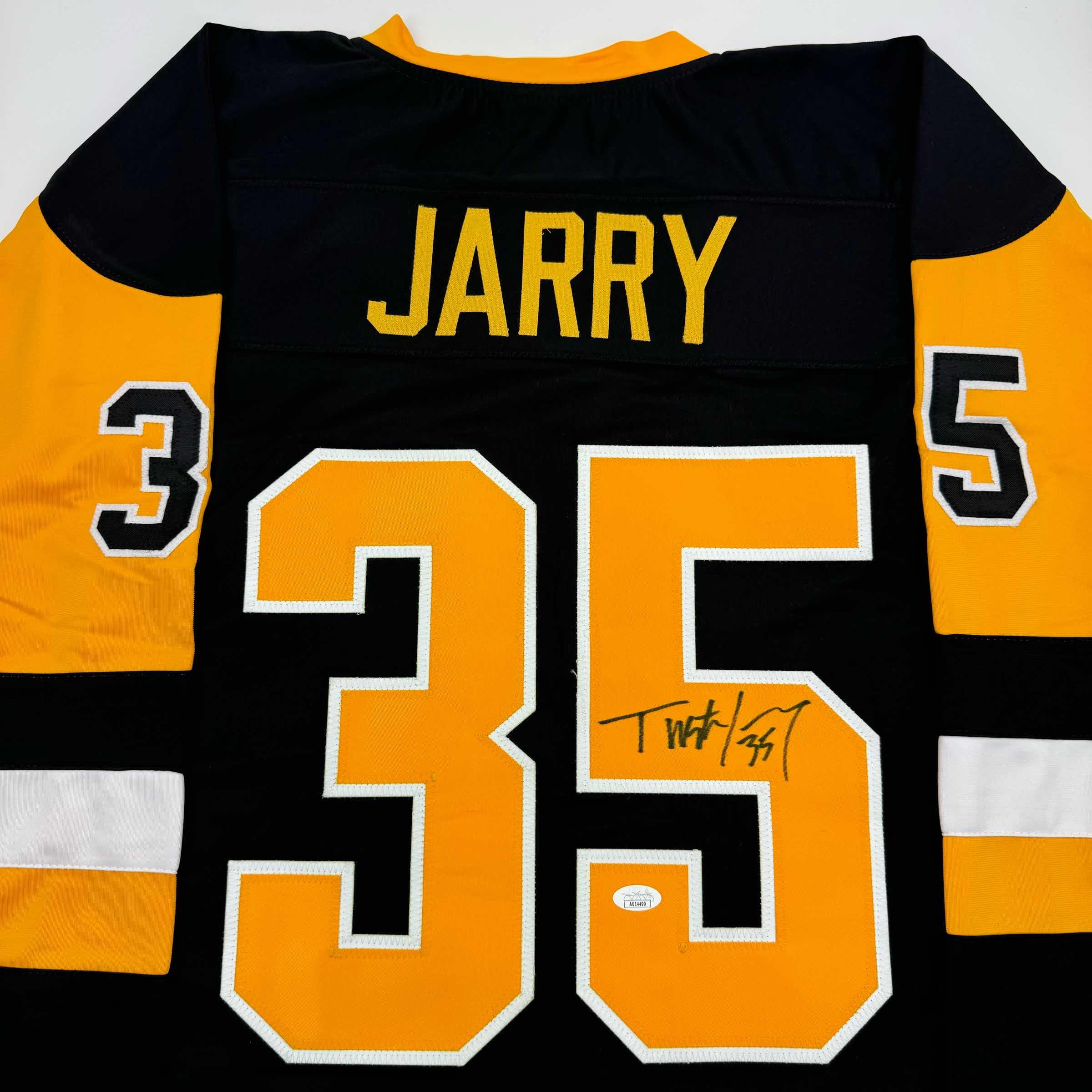 Autographed/Signed Tristan Jarry Pittsburgh Black Hockey Jersey JSA COA - Image 2