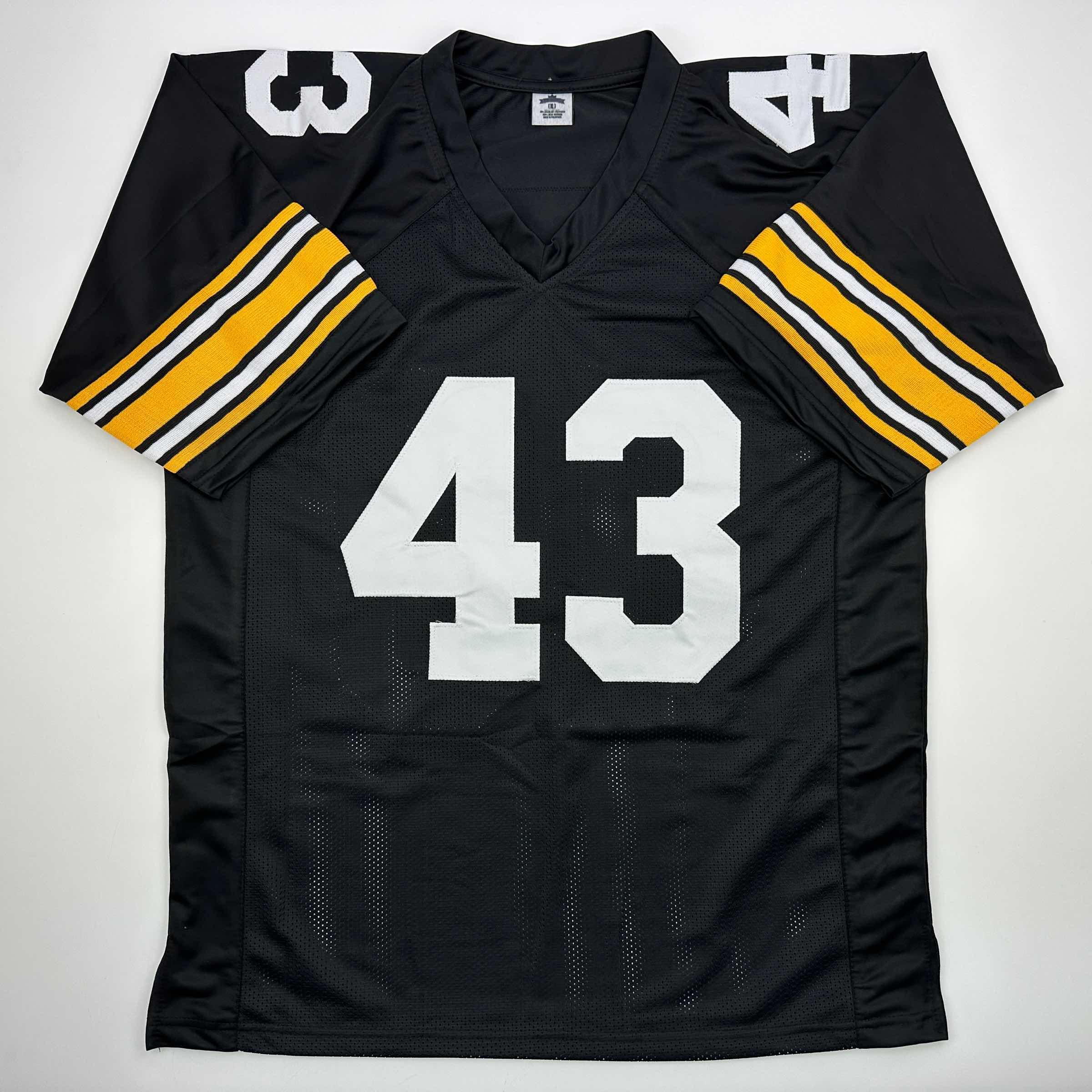 Autographed/Signed Troy Polamalu Pittsburgh Retro Black Football Jersey JSA COA - Image 4