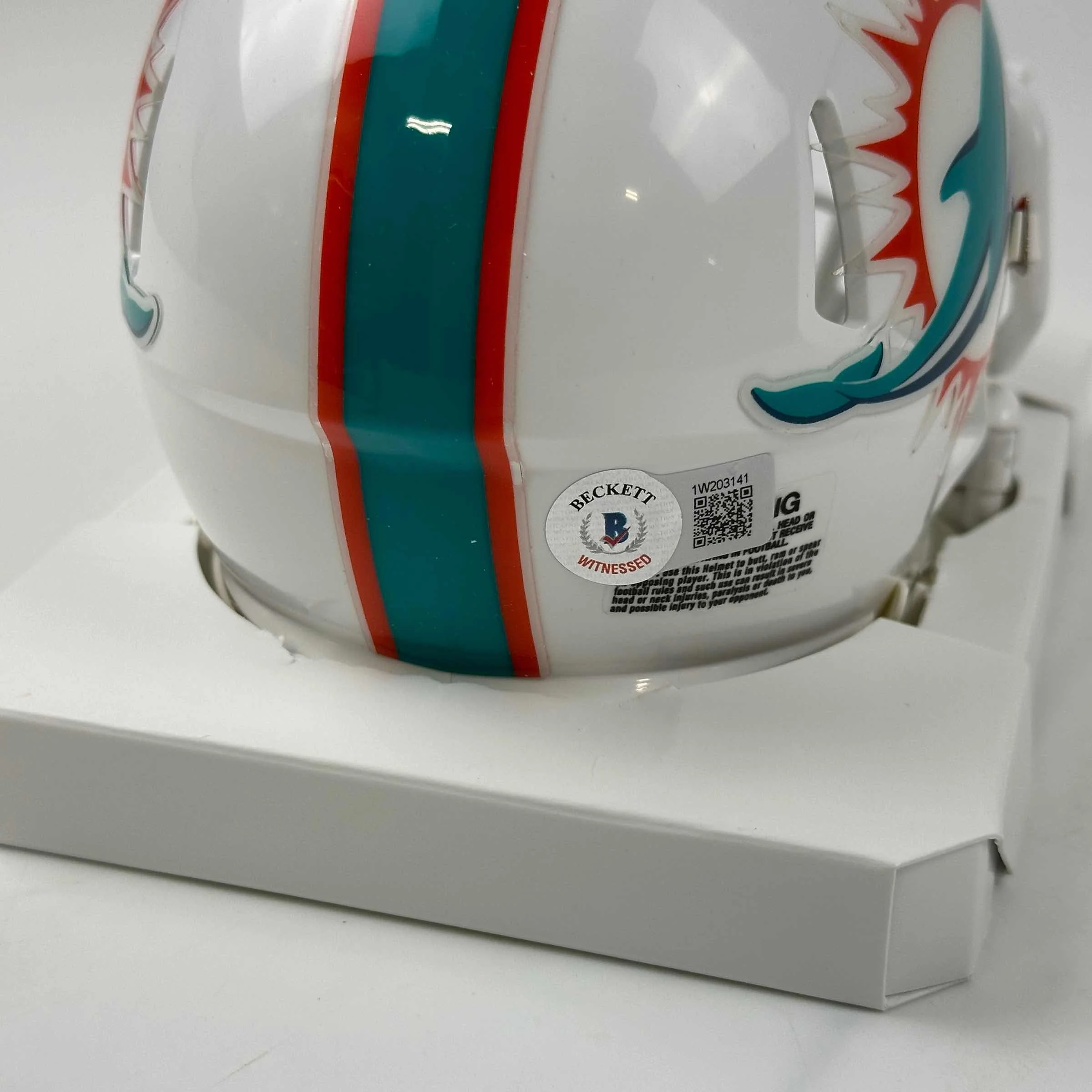 Autographed/Signed Tyreek Hill Miami Dolphins Mini Football Helmet Beckett BAS COA - Image 2
