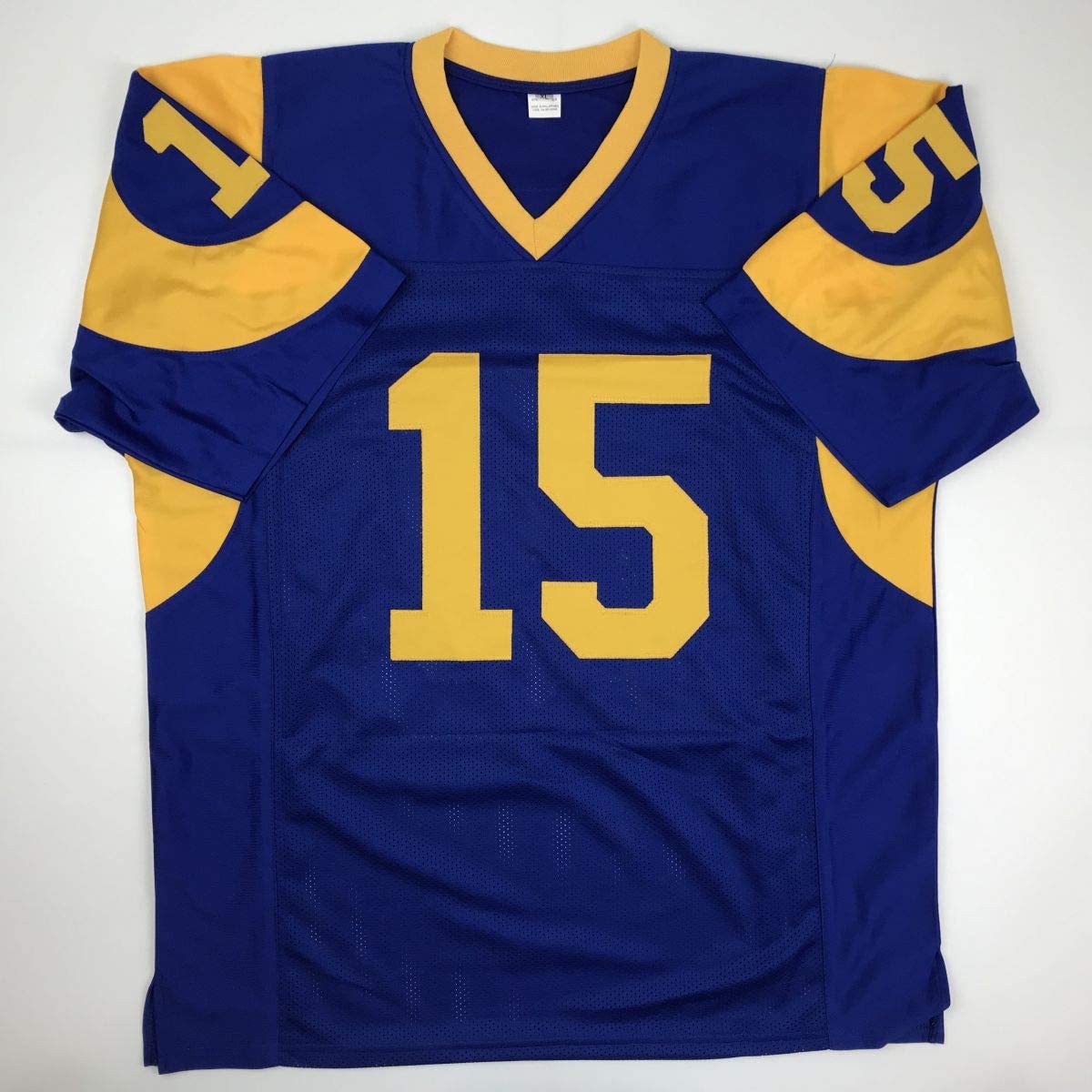 Autographed/Signed Vince Ferragamo Los Angeles LA Blue Football Jersey JSA COA - Image 4