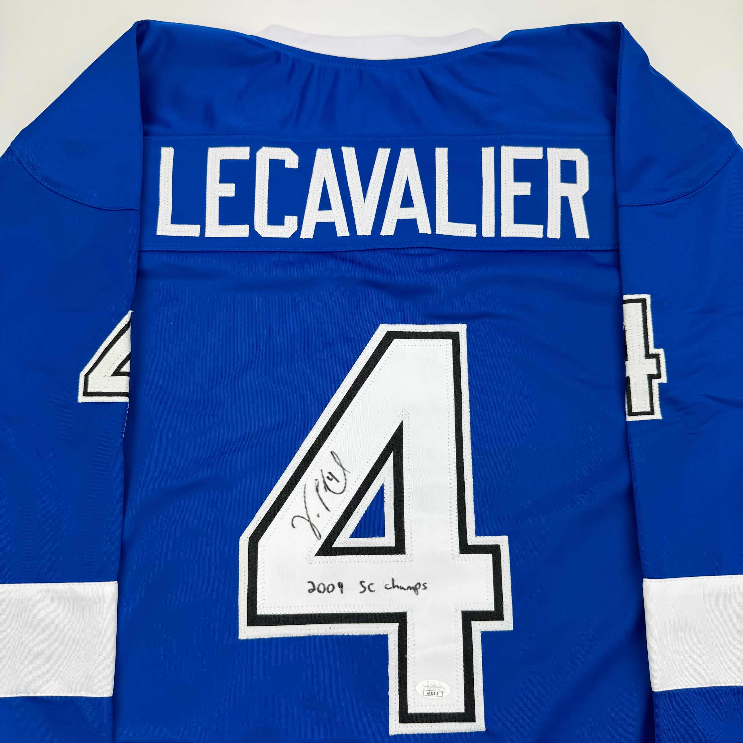 Autographed/Signed Vincent Lecavalier 2004 SC Champs Tampa Bay Blue Hockey Jersey JSA COA - Image 2