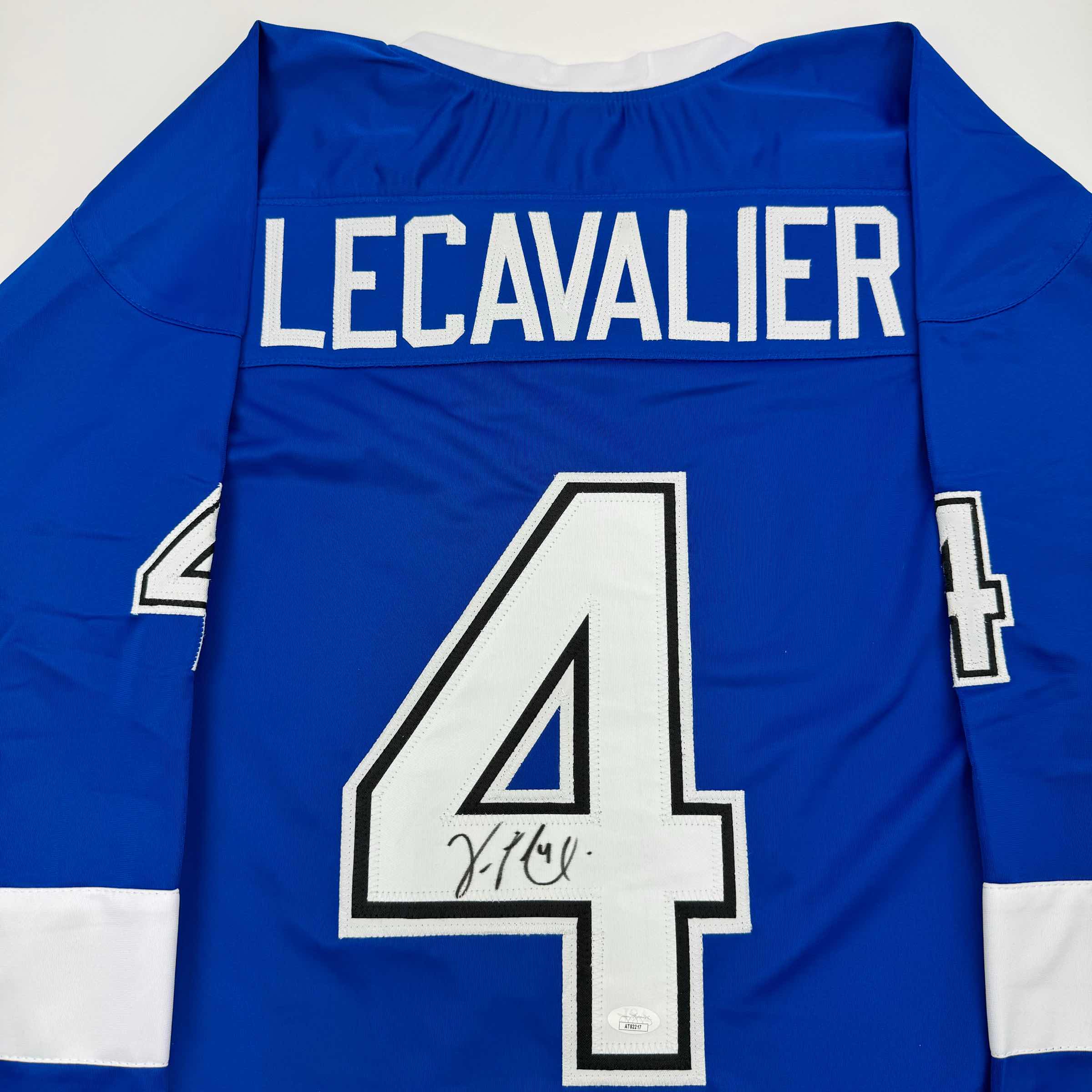 Autographed/Signed Vincent Lecavalier Tampa Bay Blue Hockey Jersey JSA COA - Image 2