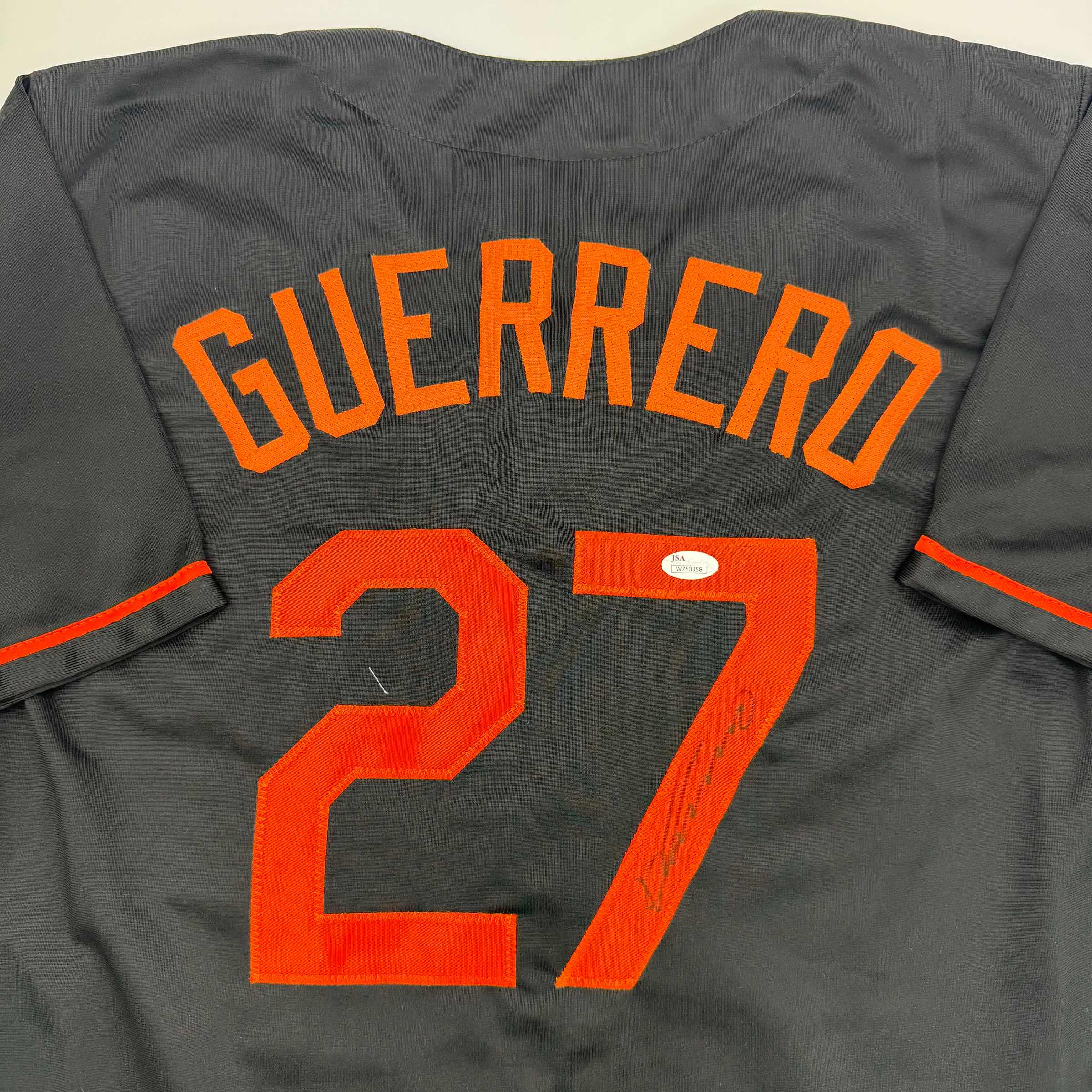 Autographed/Signed Vladimir Guerrero Baltimore Black Baseball Jersey JSA COA - Image 2