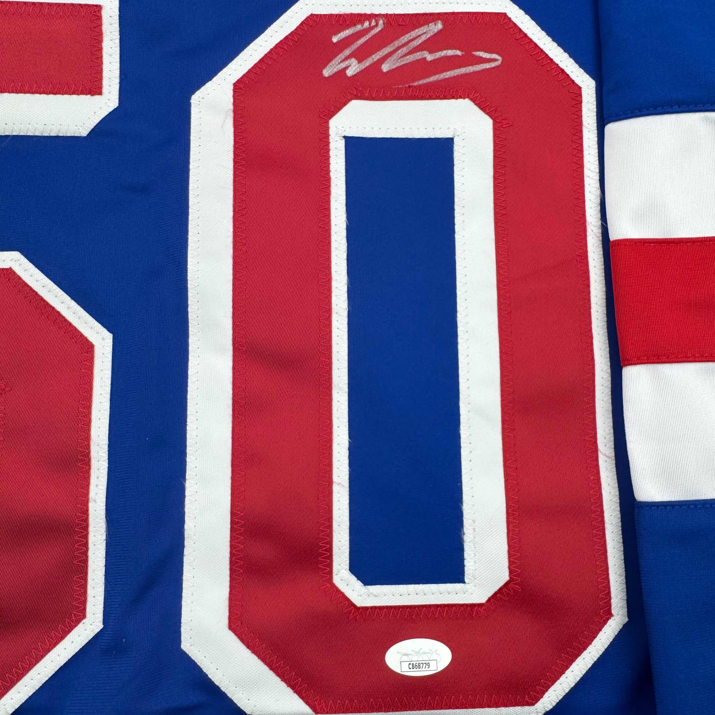 Autographed/Signed Will Cuylle New York Blue Hockey Jersey JSA COA - Image 3