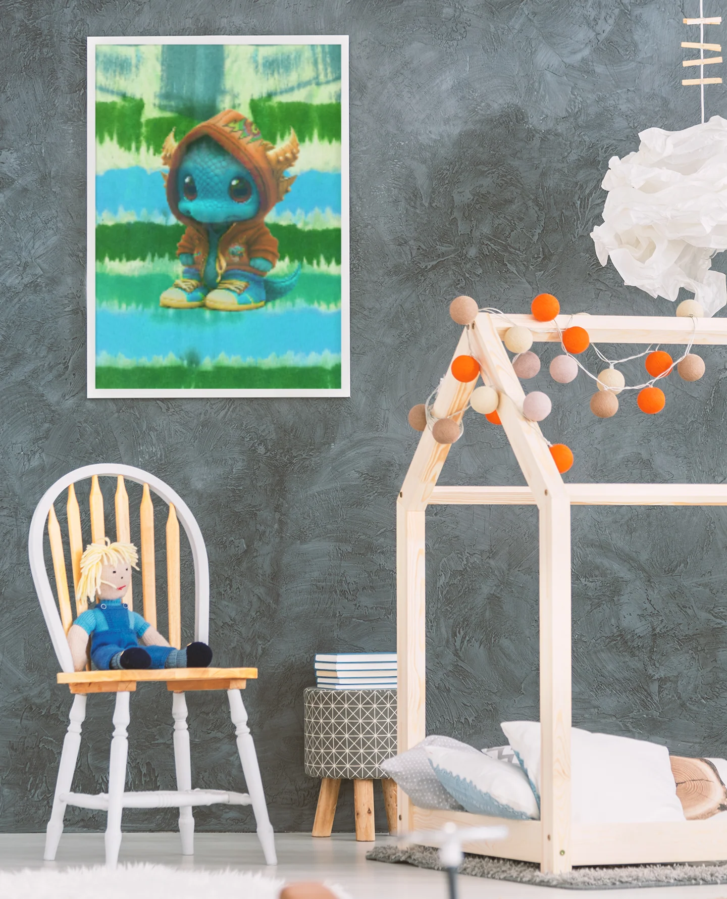 Baby Dragon Jam Aqua Matte Canvas with Black Frame - Image 2
