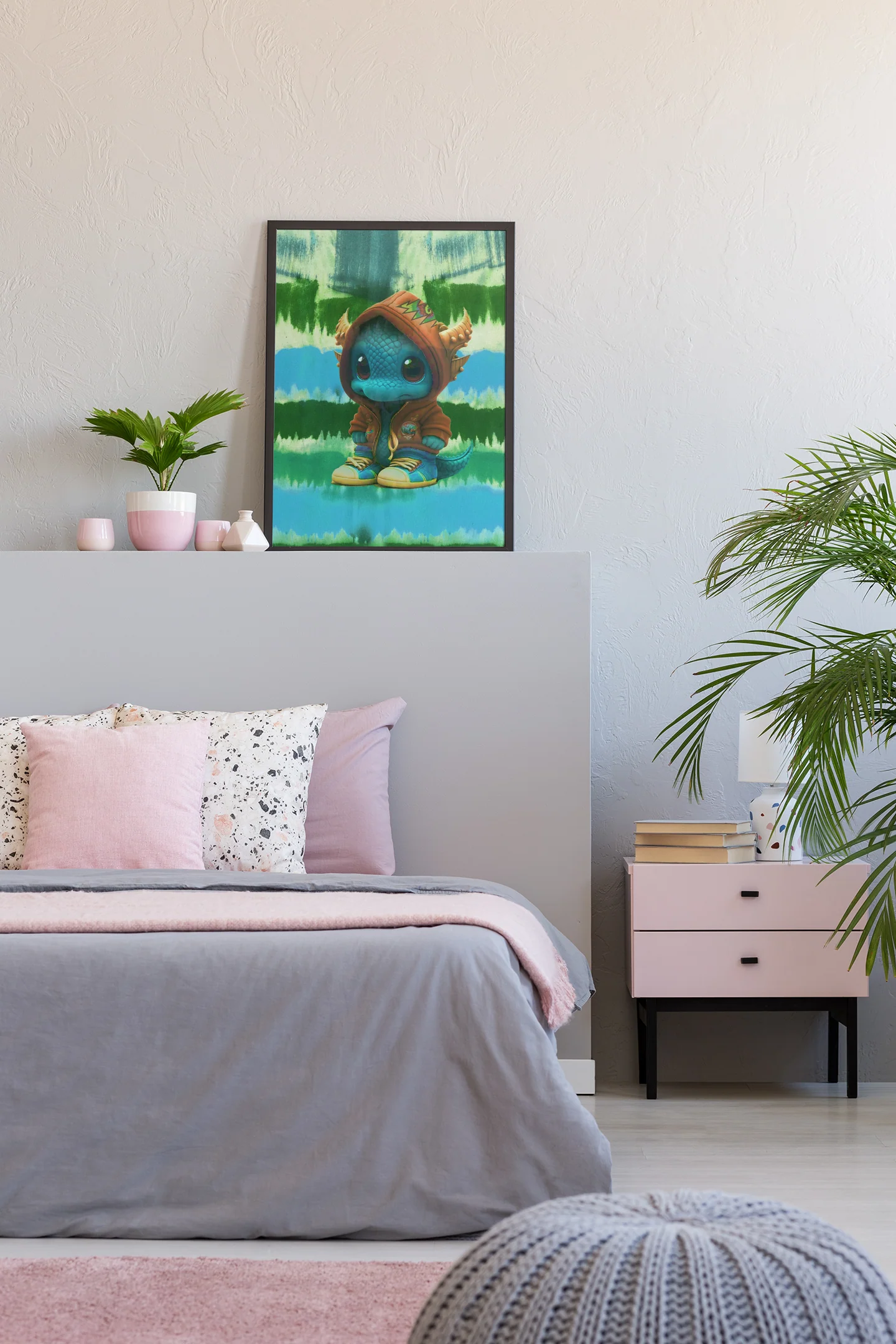 Baby Dragon Jam Aqua Matte Canvas with Black Frame - Image 3