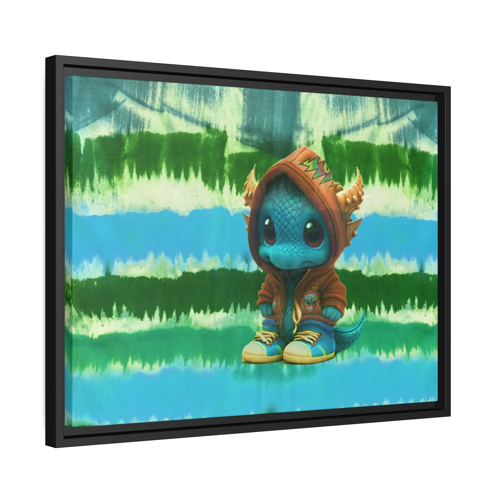 Baby Dragon Jam Aqua Matte Canvas with Black Frame - Image 33