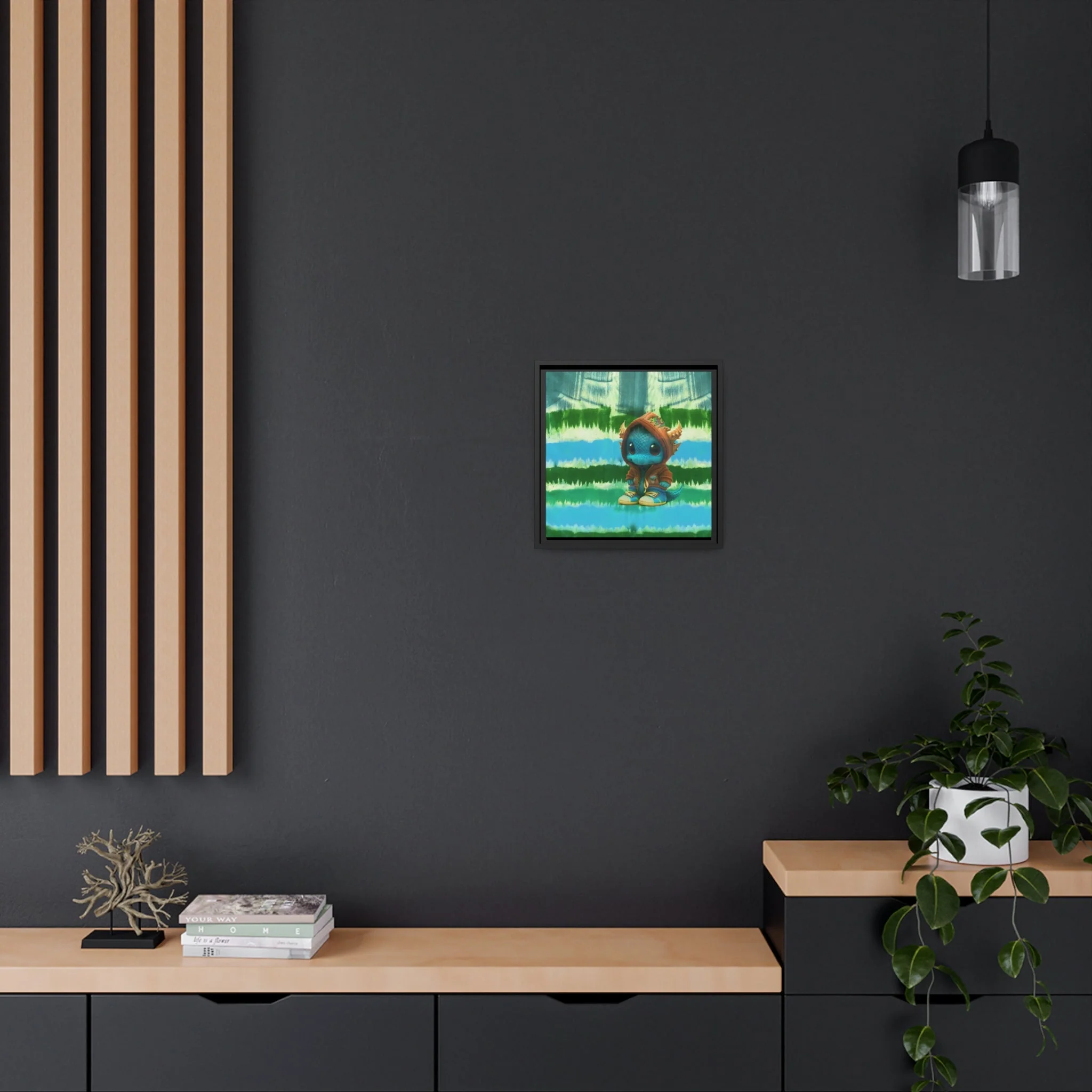 Baby Dragon Jam Aqua Matte Canvas with Black Frame - Image 55