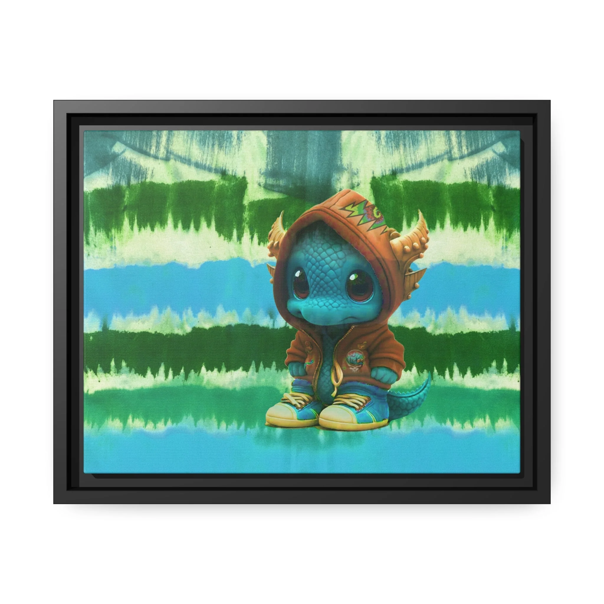 Baby Dragon Jam Aqua Matte Canvas with Black Frame - Image 6